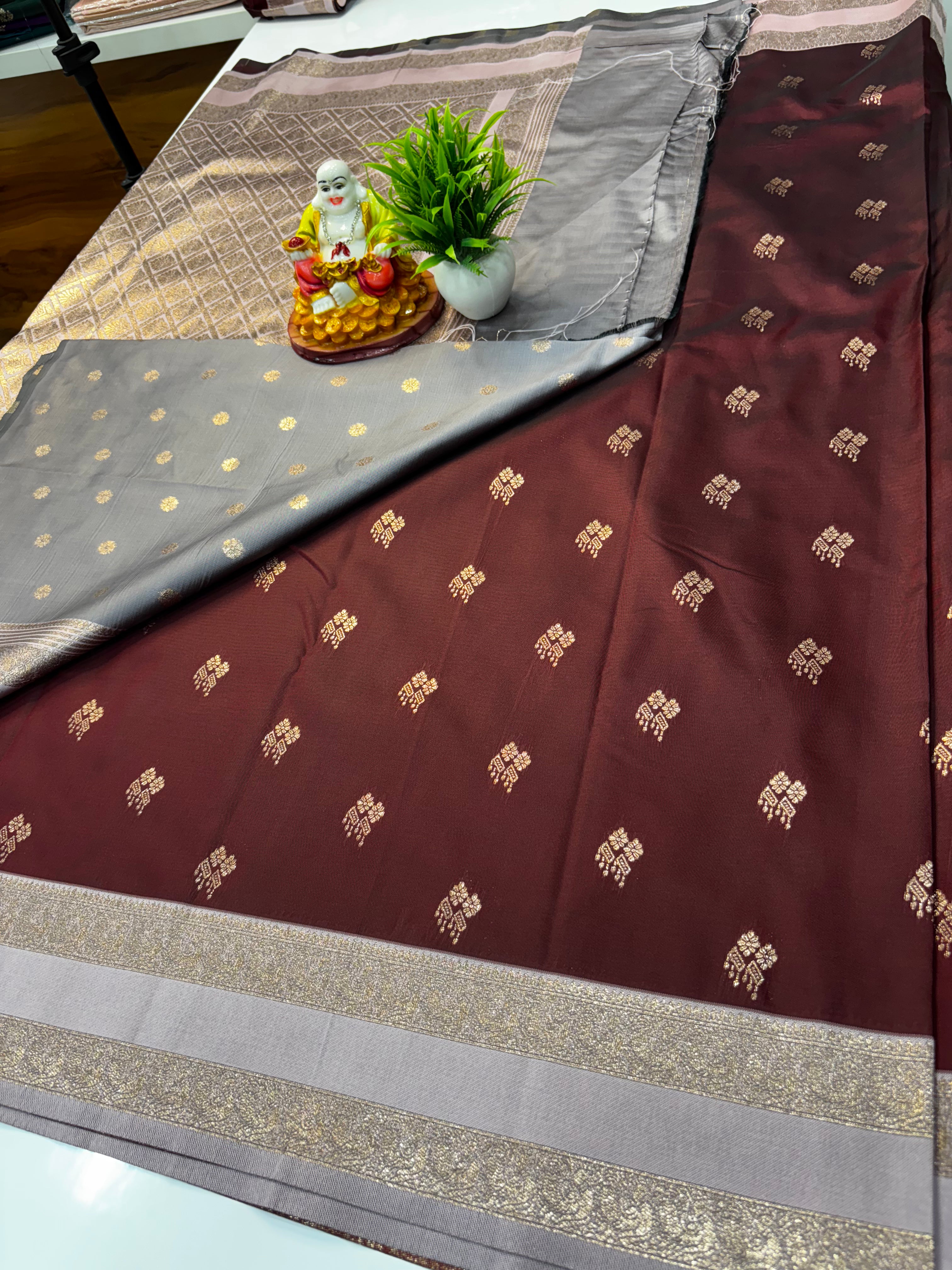 Semi Silk Saree with Rich Pallu & Butta Blouse – Elegant Traditional Wear