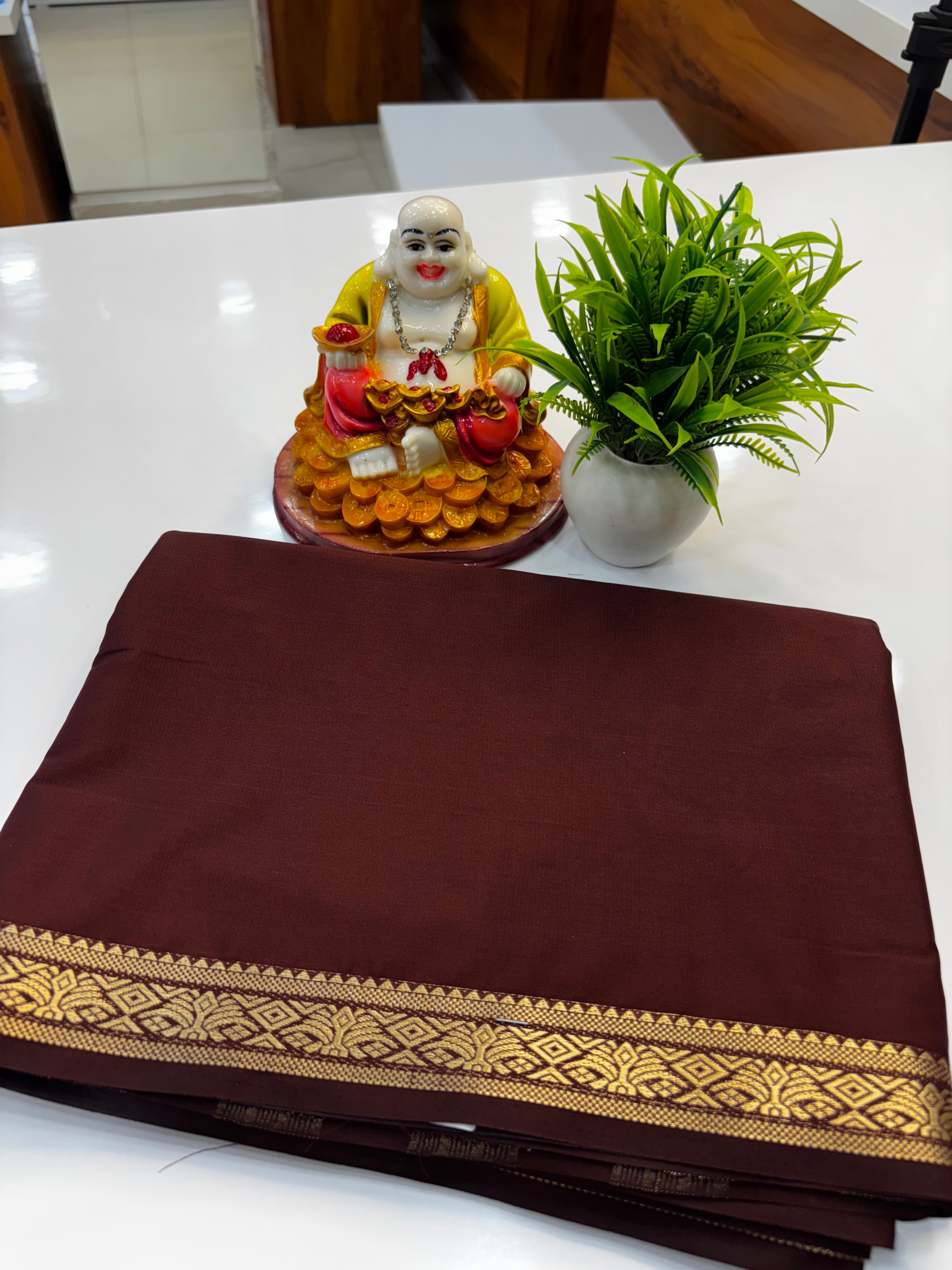Elegant Mysore Crepe Silk Saree with Small Border & Beautiful Pallu | Padmavathi Silks