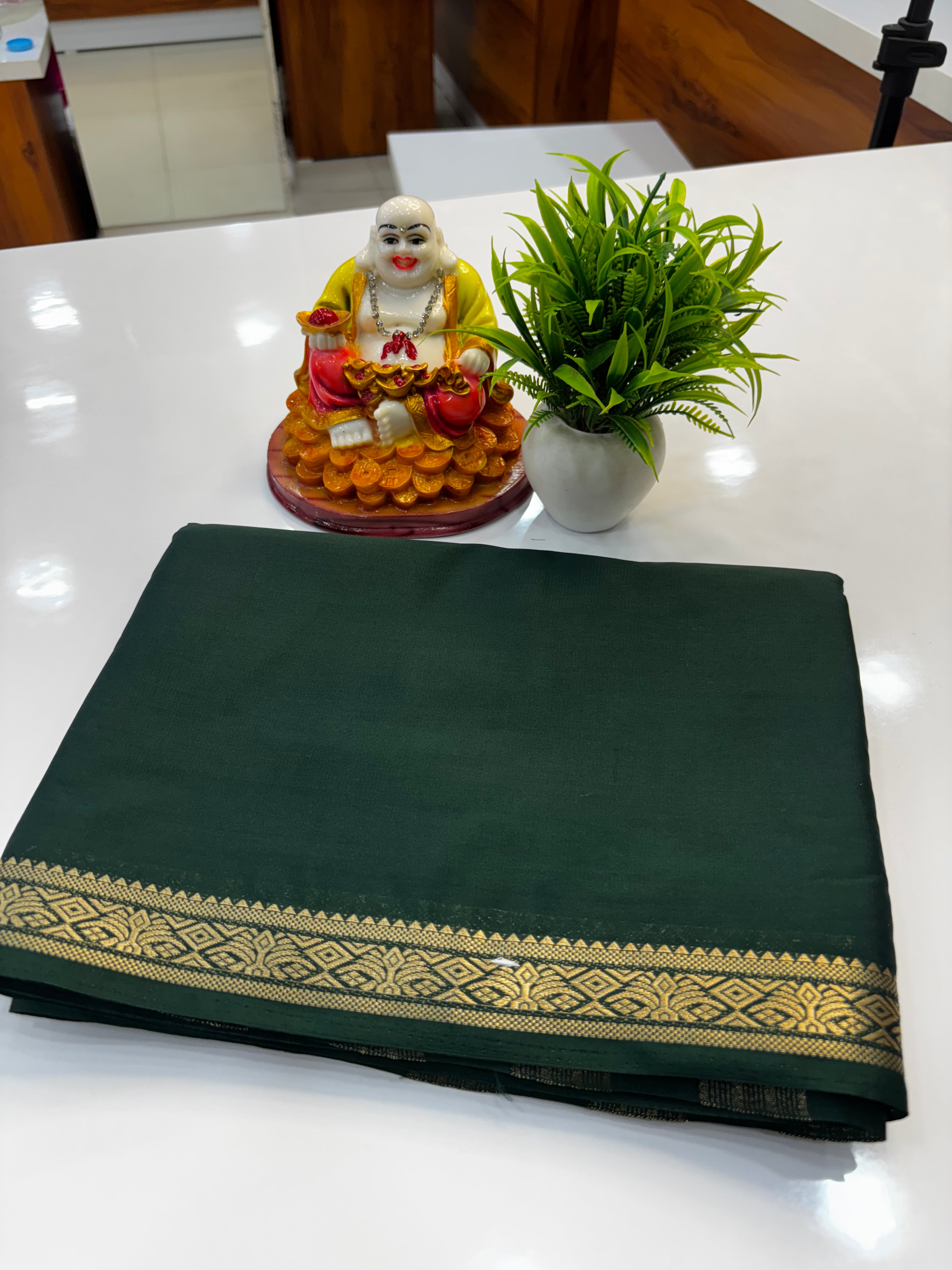 Elegant Mysore Crepe Silk Saree with Small Border & Beautiful Pallu | Padmavathi Silks