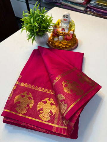 Mysore Crepe Silk Saree with Garuda Border &amp; Chit Pallu…