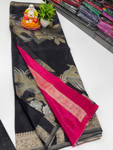 Premium Viscose Saree with Bird & Flower Design and Rich Pallu