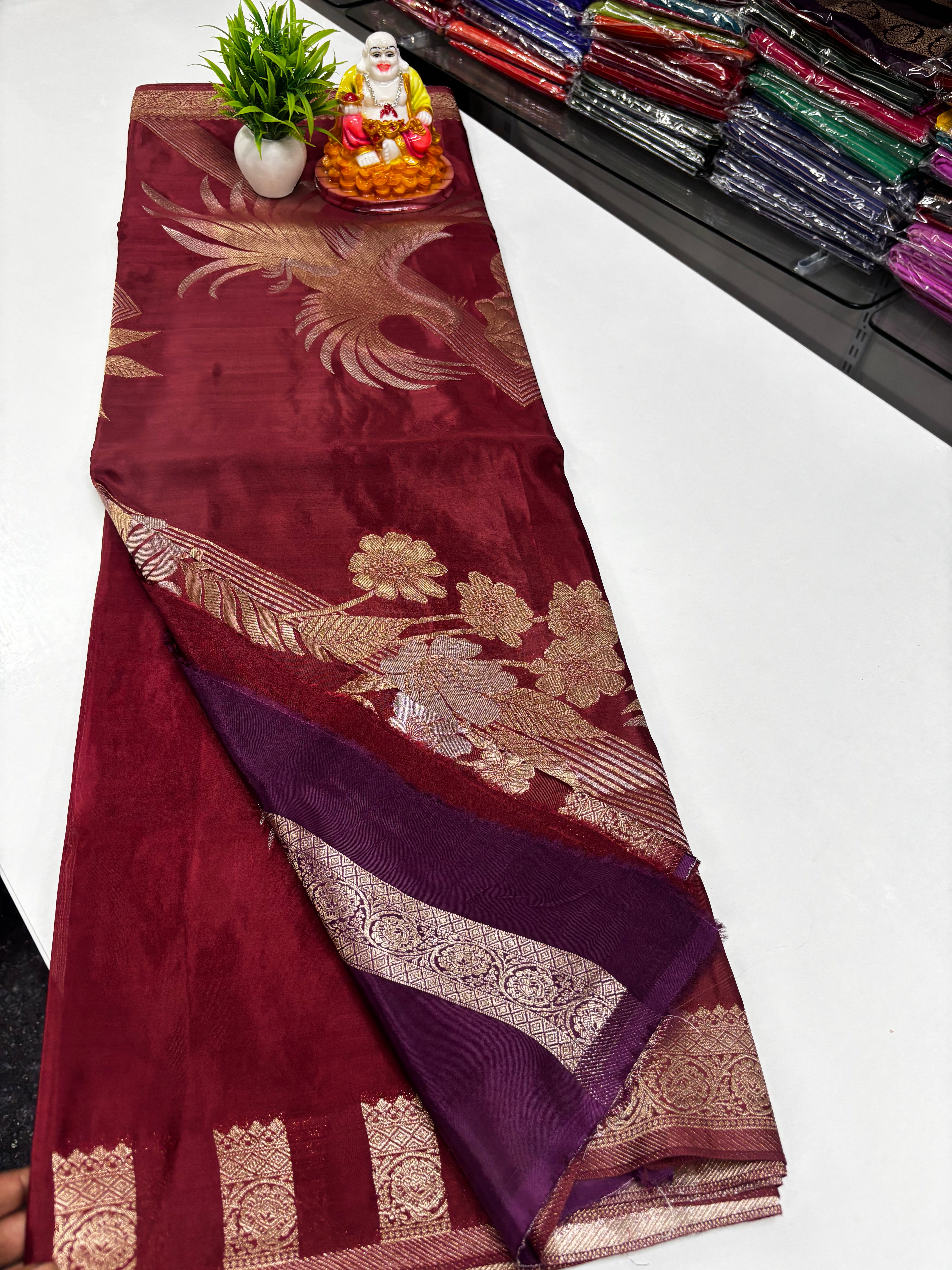 Premium Viscose Saree with Bird & Flower Design and Rich Pallu