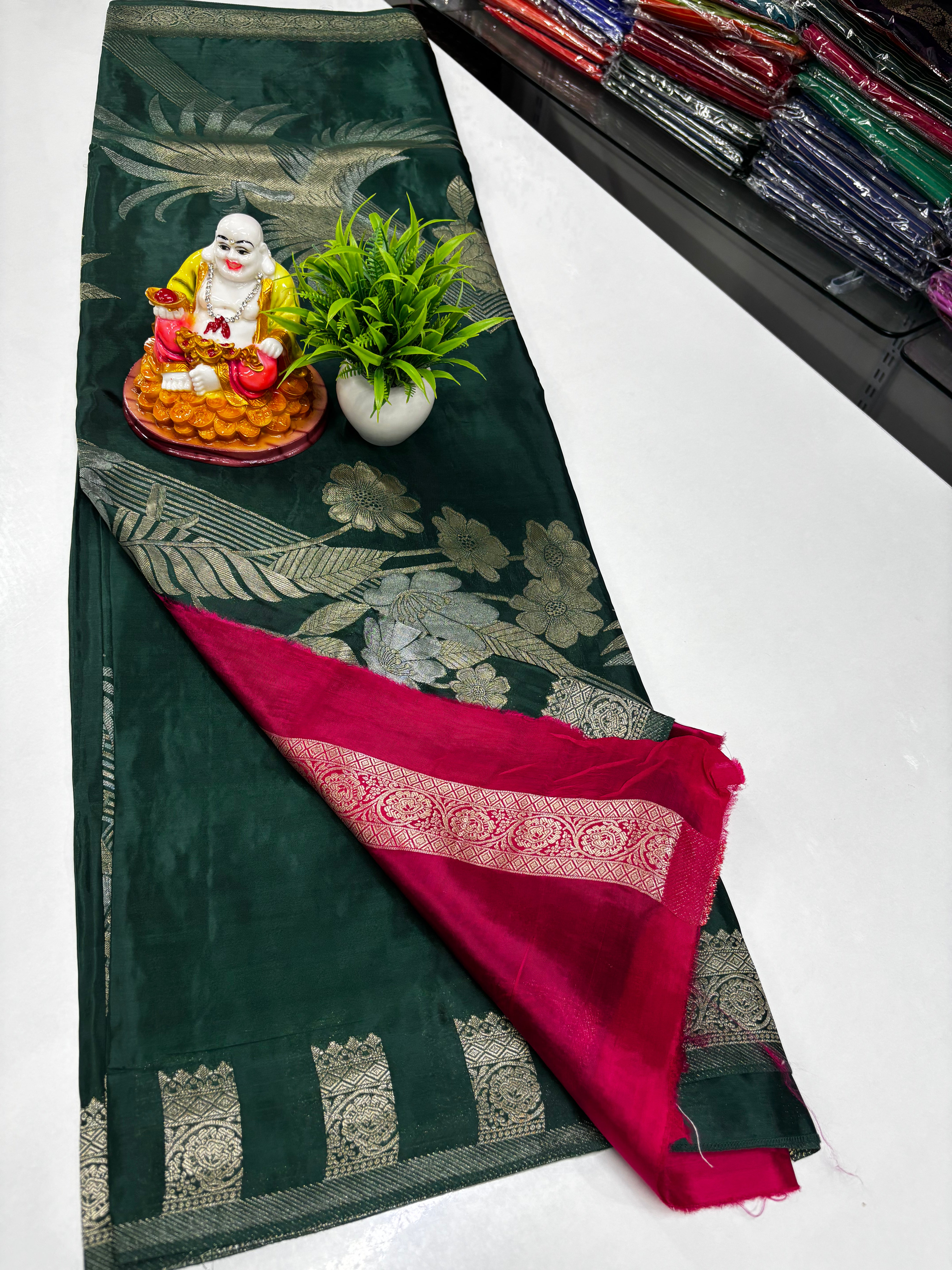 Premium Viscose Saree with Bird & Flower Design and Rich Pallu