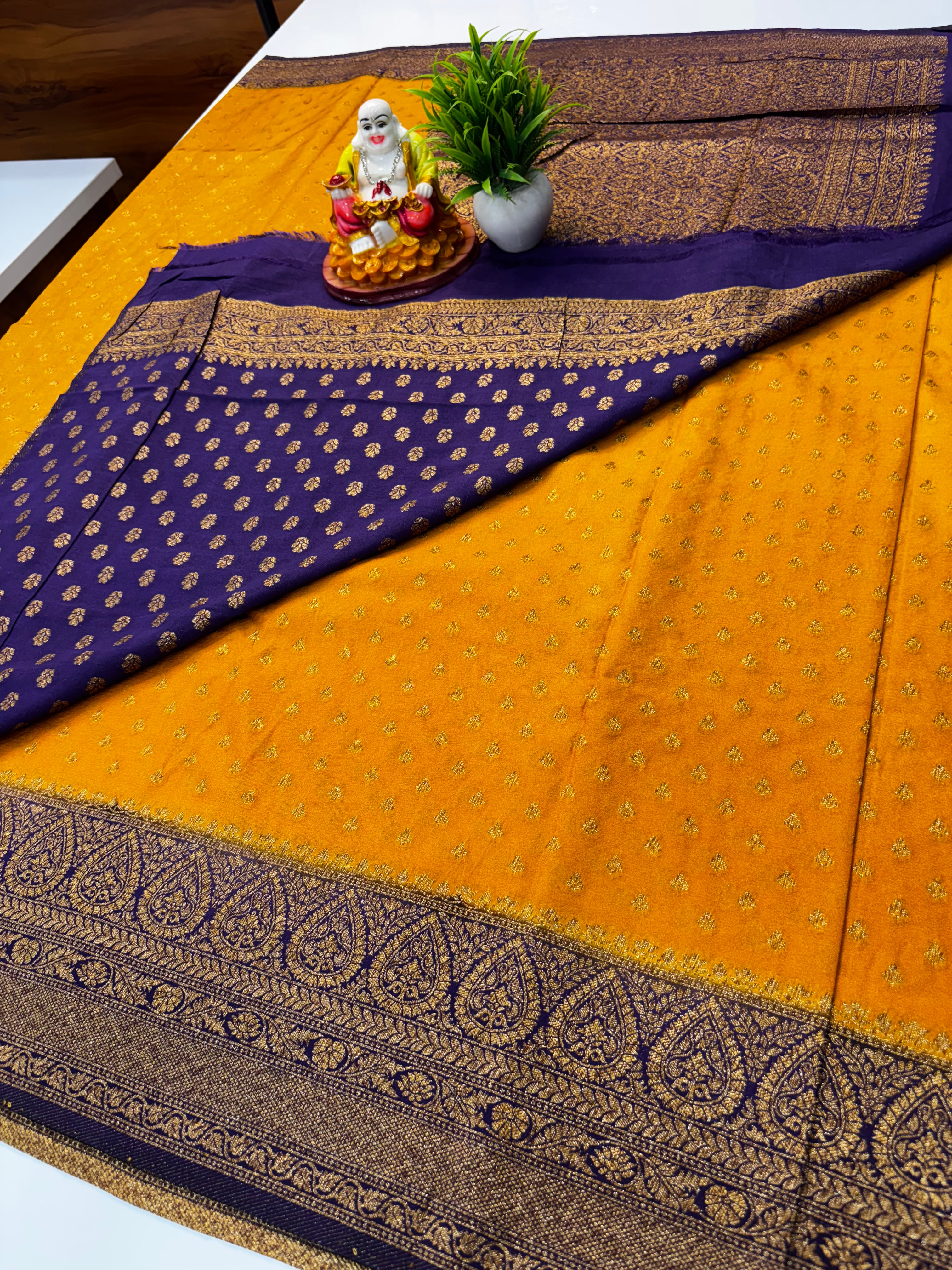 Premium khaddi Georgette Saree with Buttas & Rich Pallu | Padmavathi Silks and Sarees