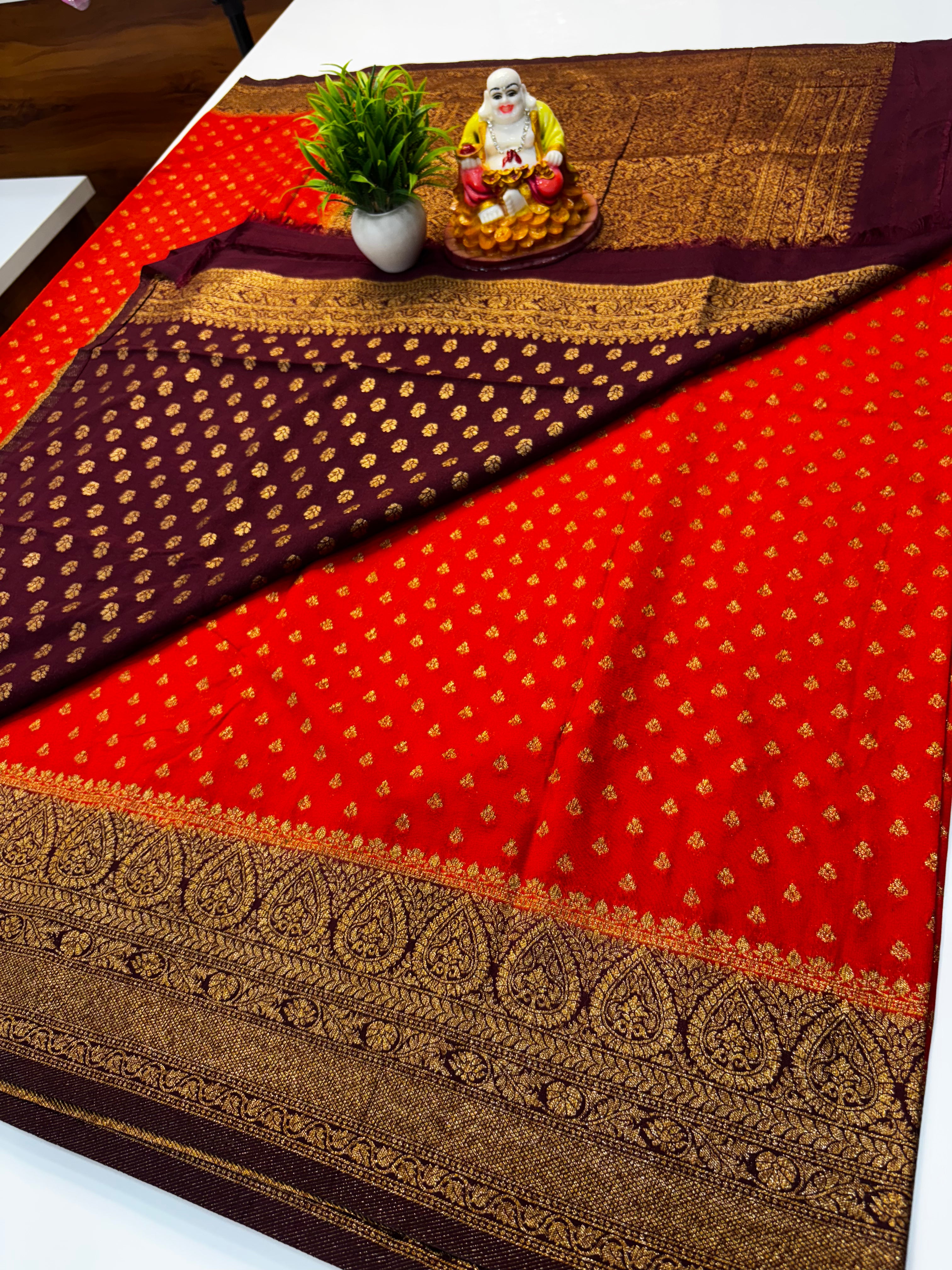 Premium khaddi Georgette Saree with Buttas & Rich Pallu | Padmavathi Silks and Sarees