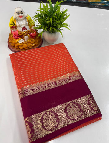 🌸 Mysore Crepe Silk Saree with Beautiful Contrast Border 🌸