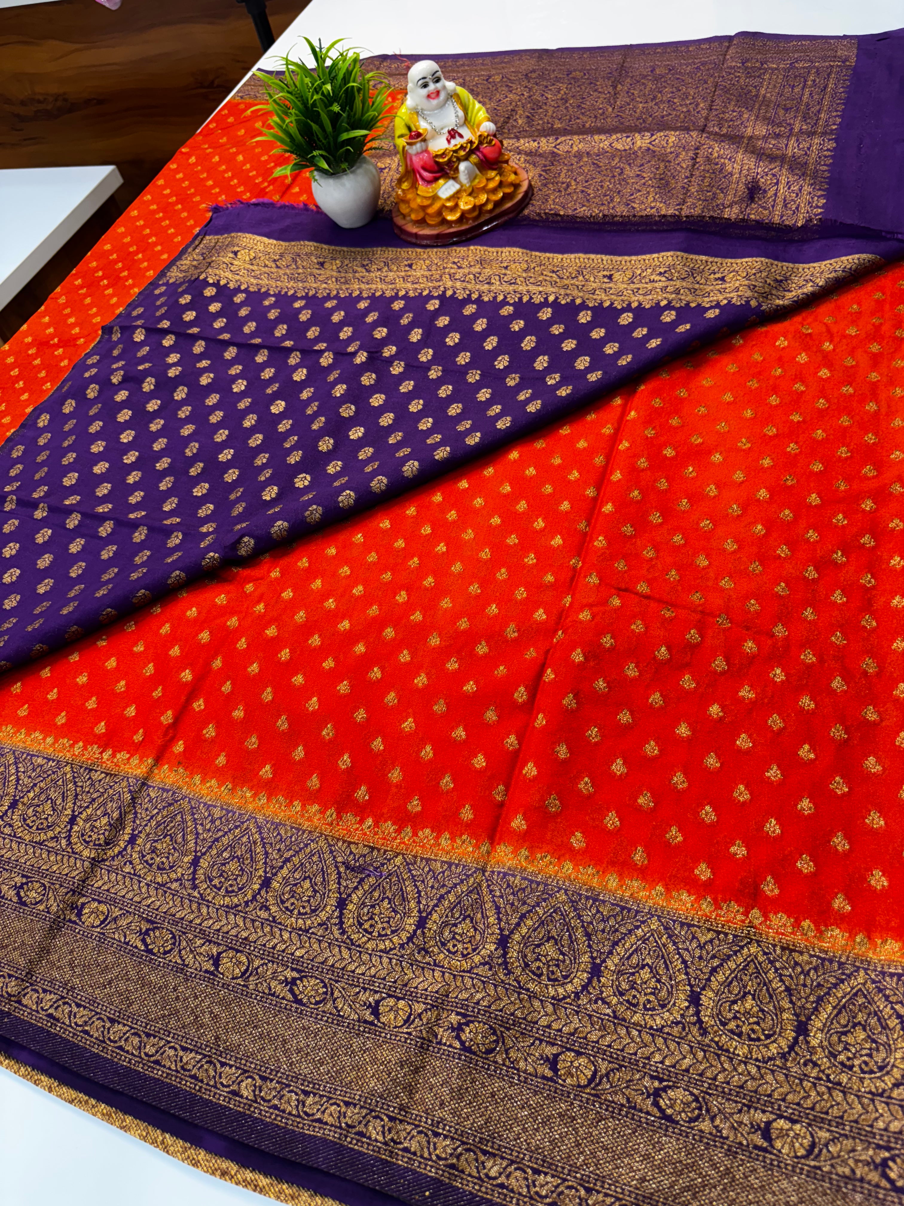 Premium khaddi Georgette Saree with Buttas & Rich Pallu | Padmavathi Silks and Sarees