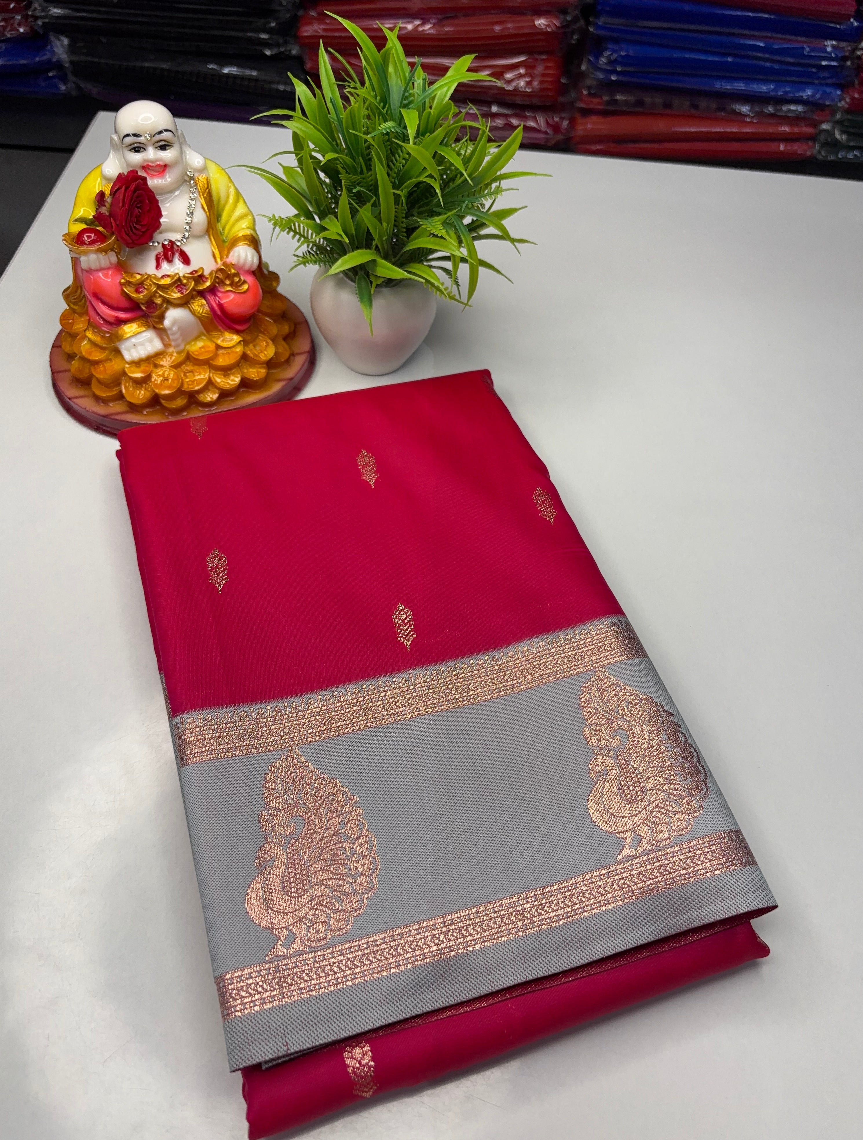 Premium Semi Silk Saree with Beautiful Buttas & Rich Pallu