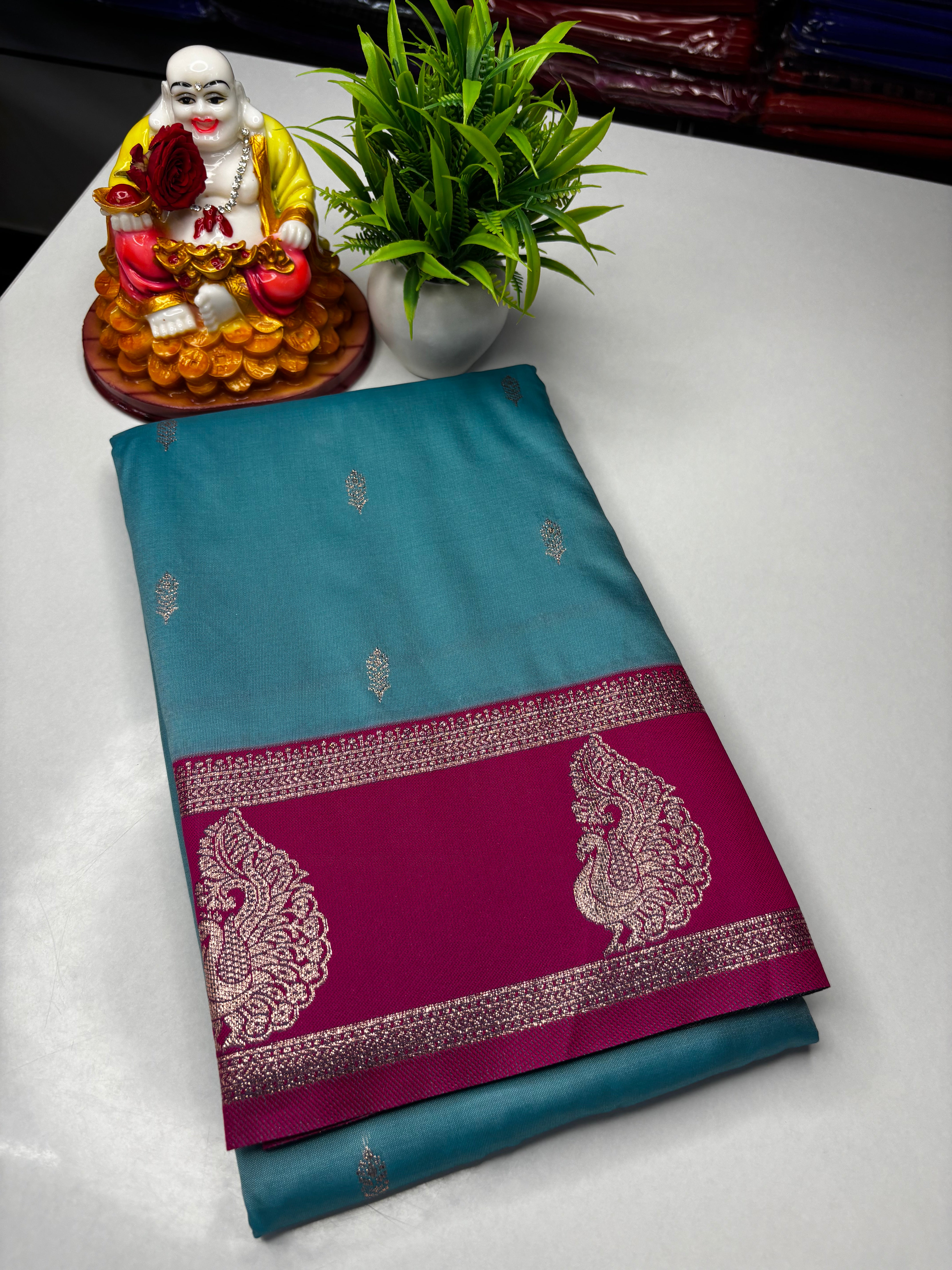 Premium Semi Silk Saree with Beautiful Buttas & Rich Pallu
