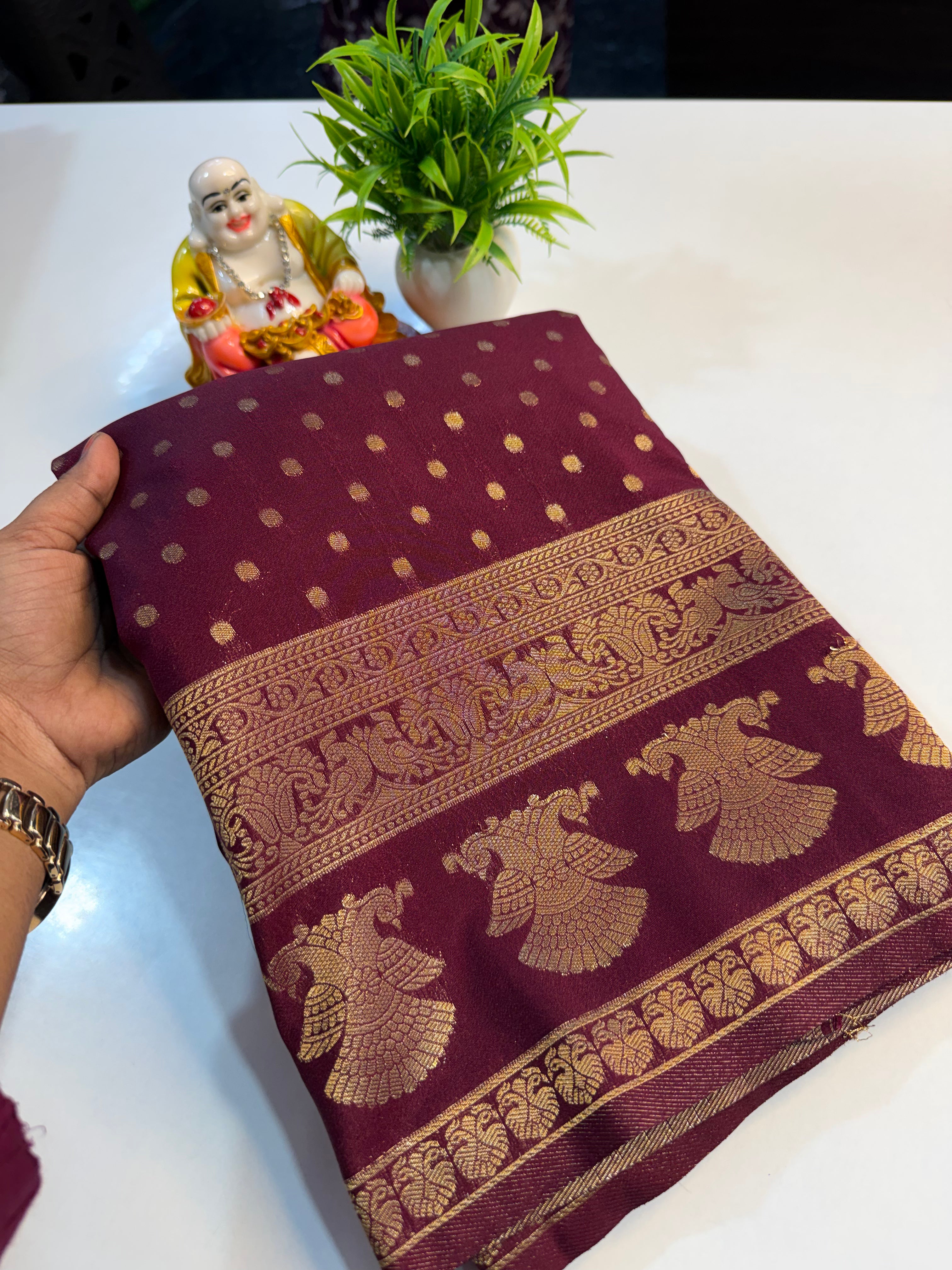 Premium Georgette Saree with Ganda Berunda Design with rich pallu…