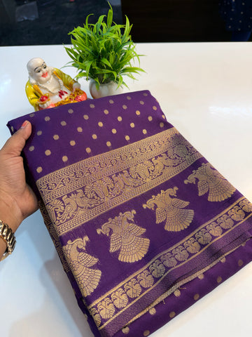 Premium Georgette Saree with Ganda Berunda Design with rich pallu…