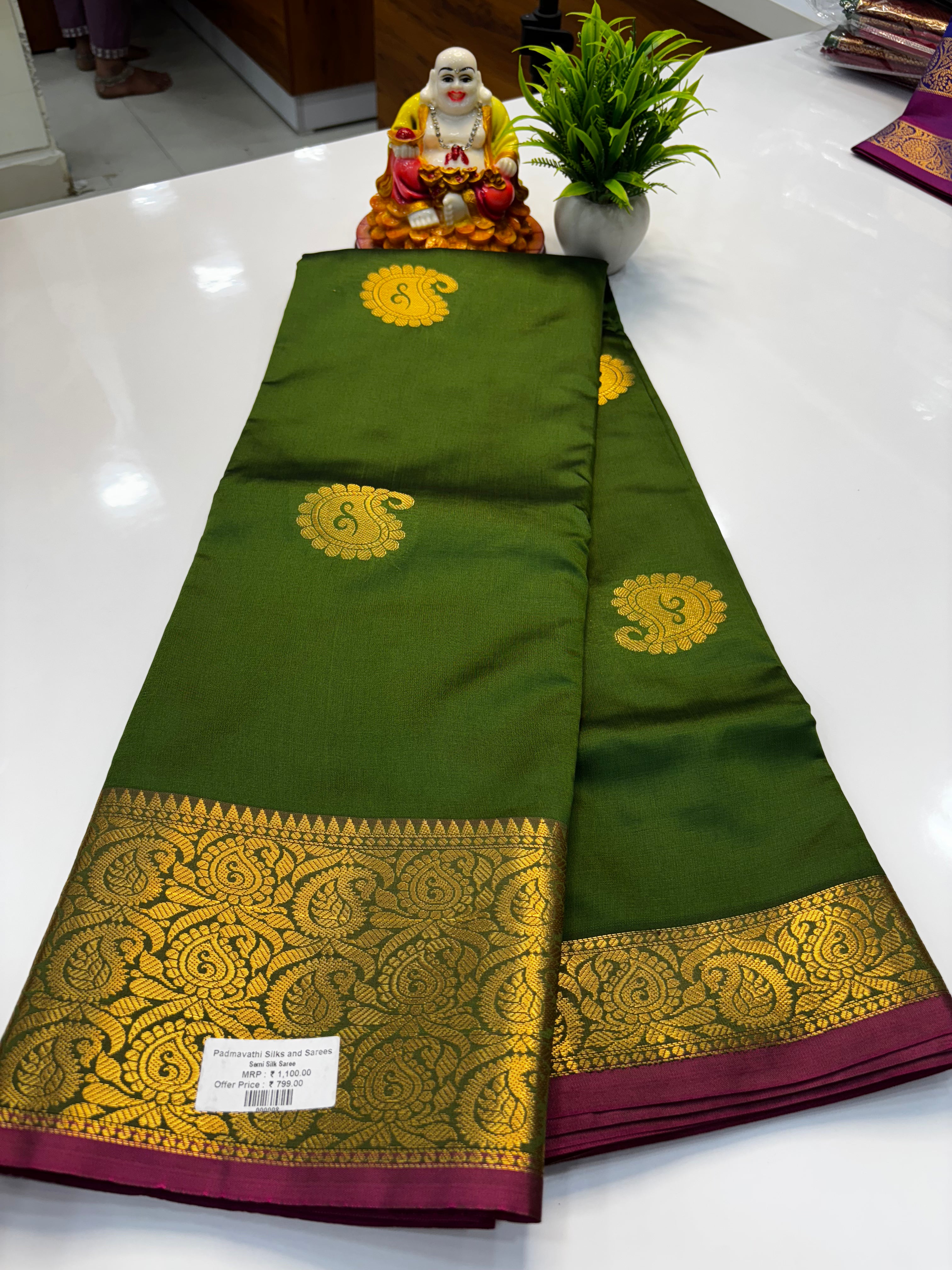 Semi Silk Saree with Elegant Buttas | Padmavathi Silks and Sarees