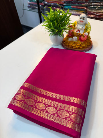 Premium Mysore Crepe Silk Saree with Beautiful Border & Chit Pallu..