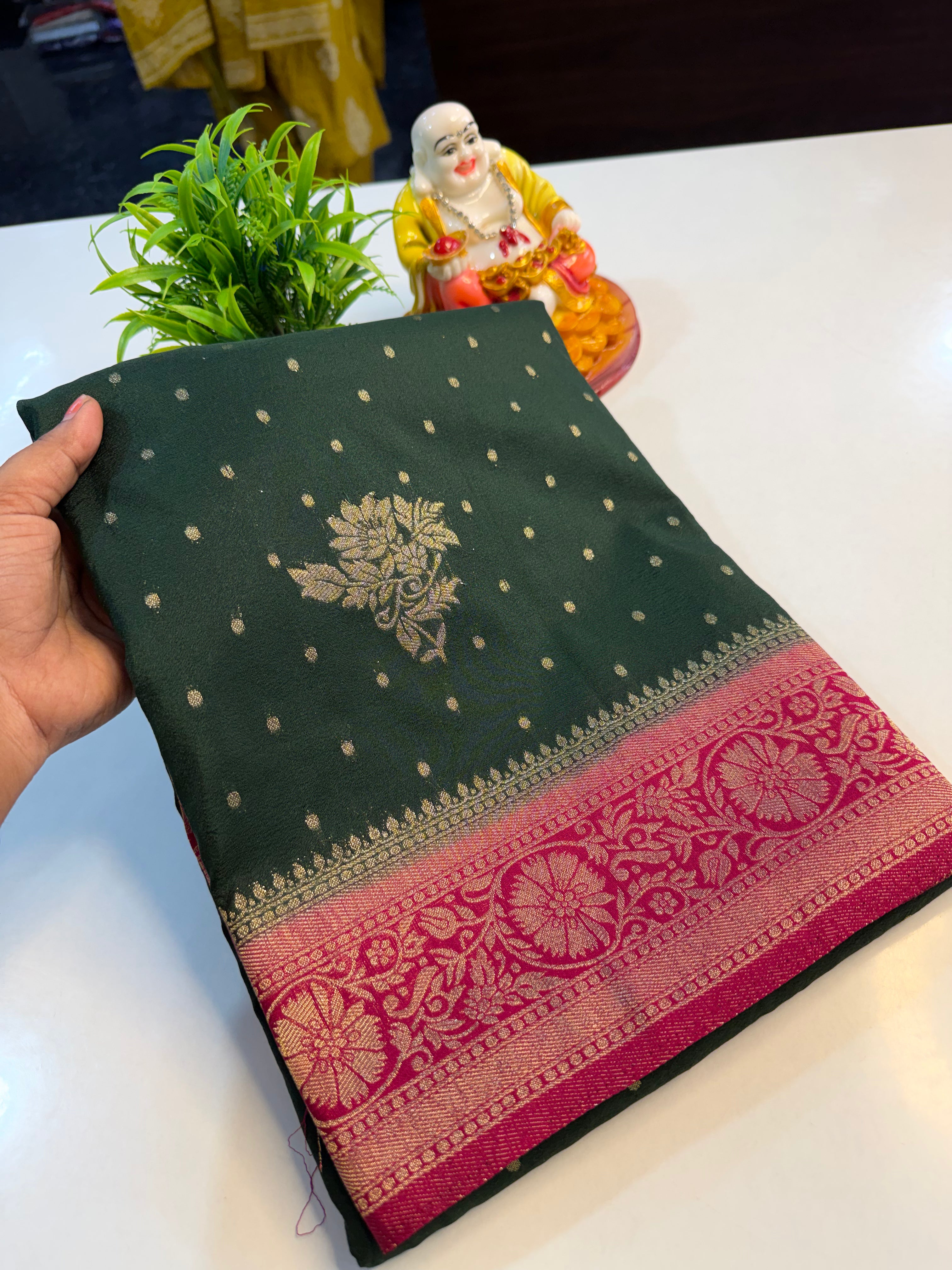 Georgette Saree with Buttas & Rich Pallu | Butta Blouse…