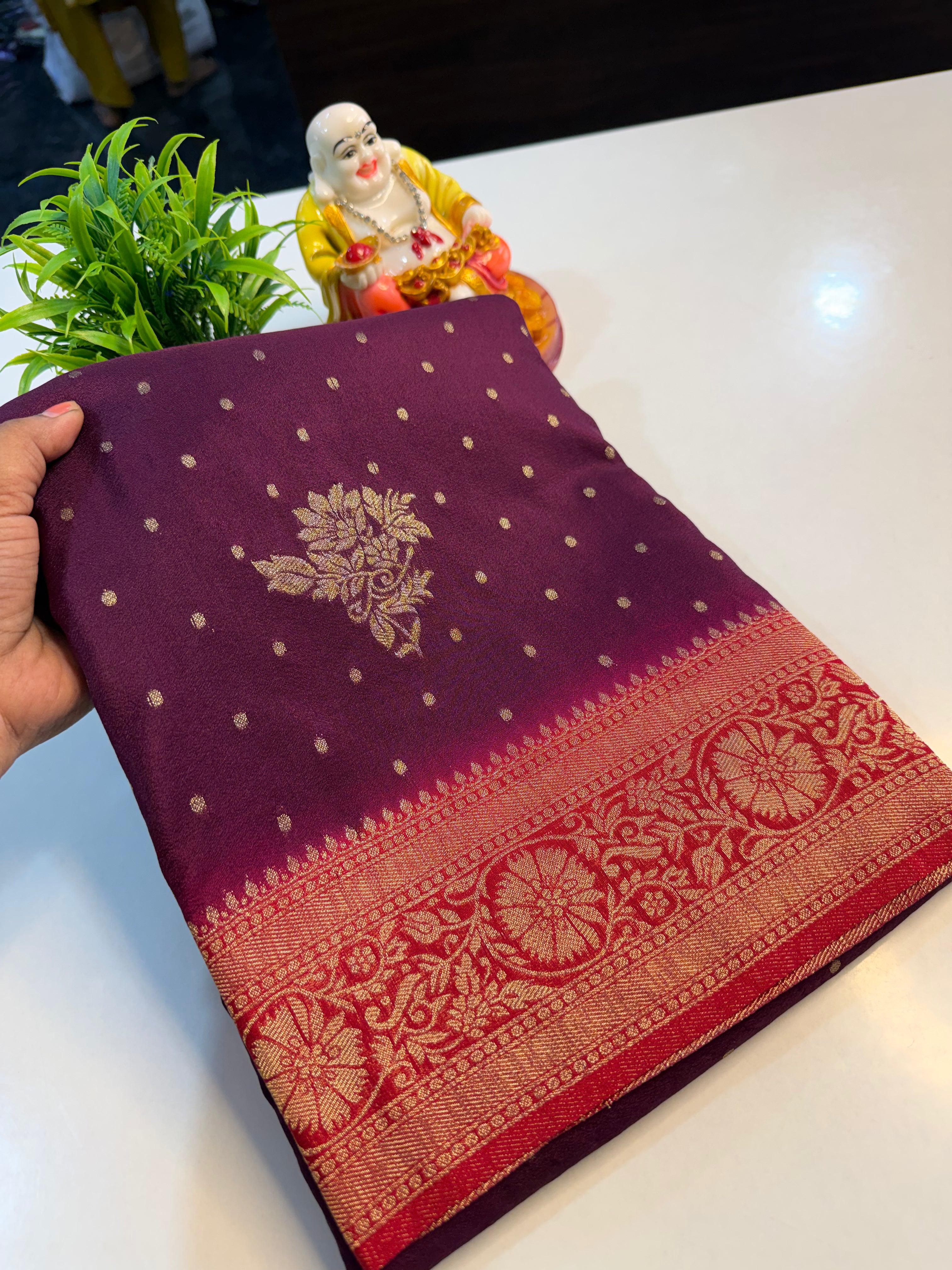 Georgette Saree with Buttas & Rich Pallu | Butta Blouse…