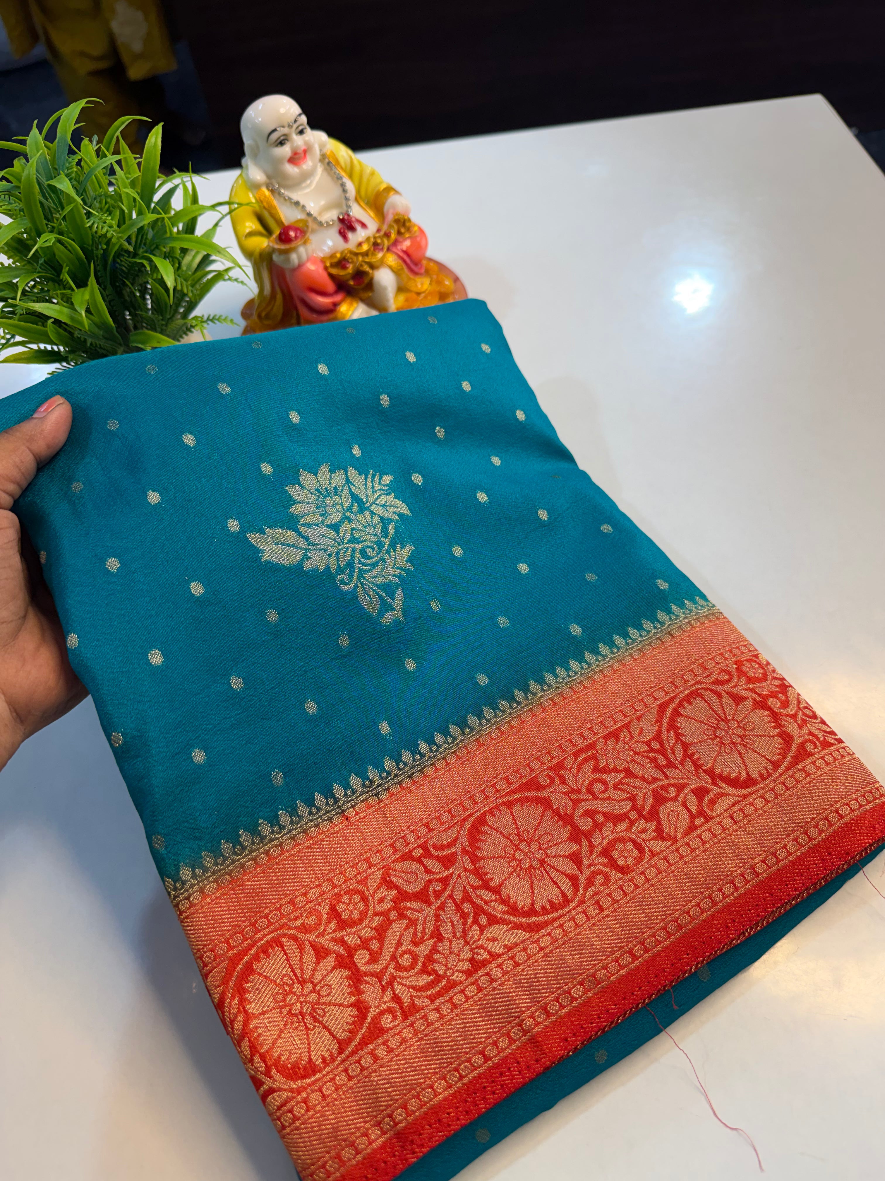 Georgette Saree with Buttas & Rich Pallu | Butta Blouse…