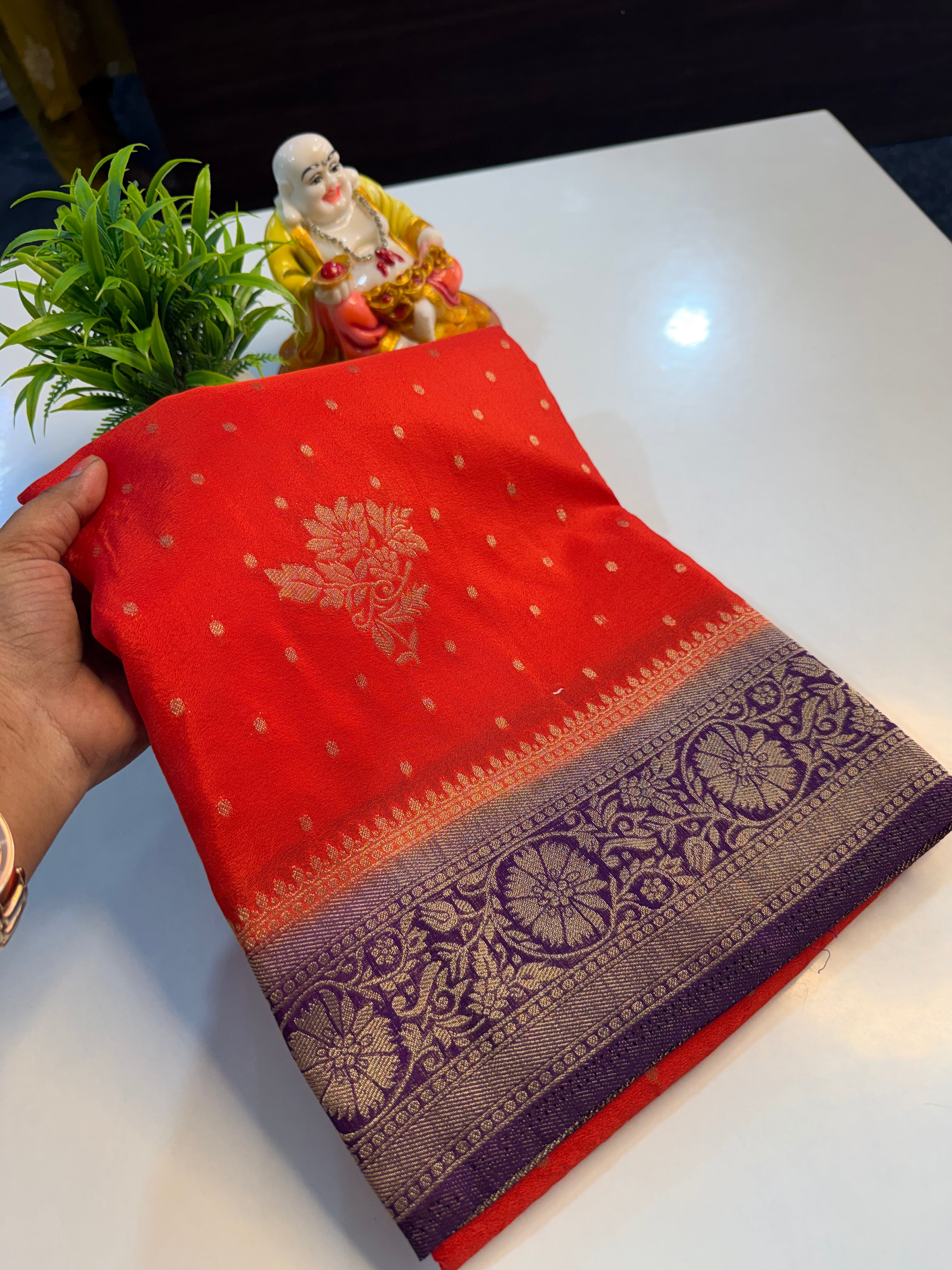 Georgette Saree with Buttas & Rich Pallu | Butta Blouse…