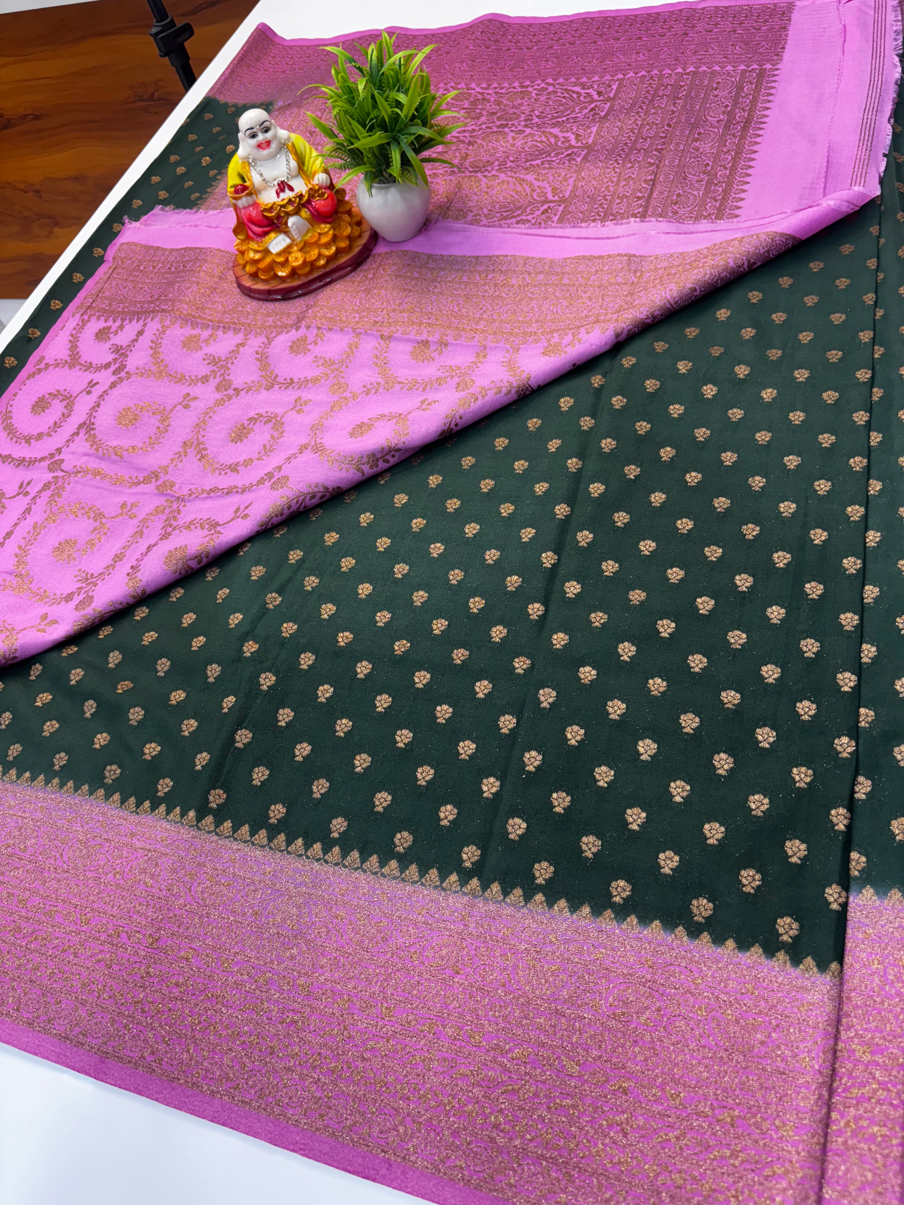 Premium Khaddi Georgette Saree with Buttas & Rich Pallu | Padmavathi Silks and Sarees