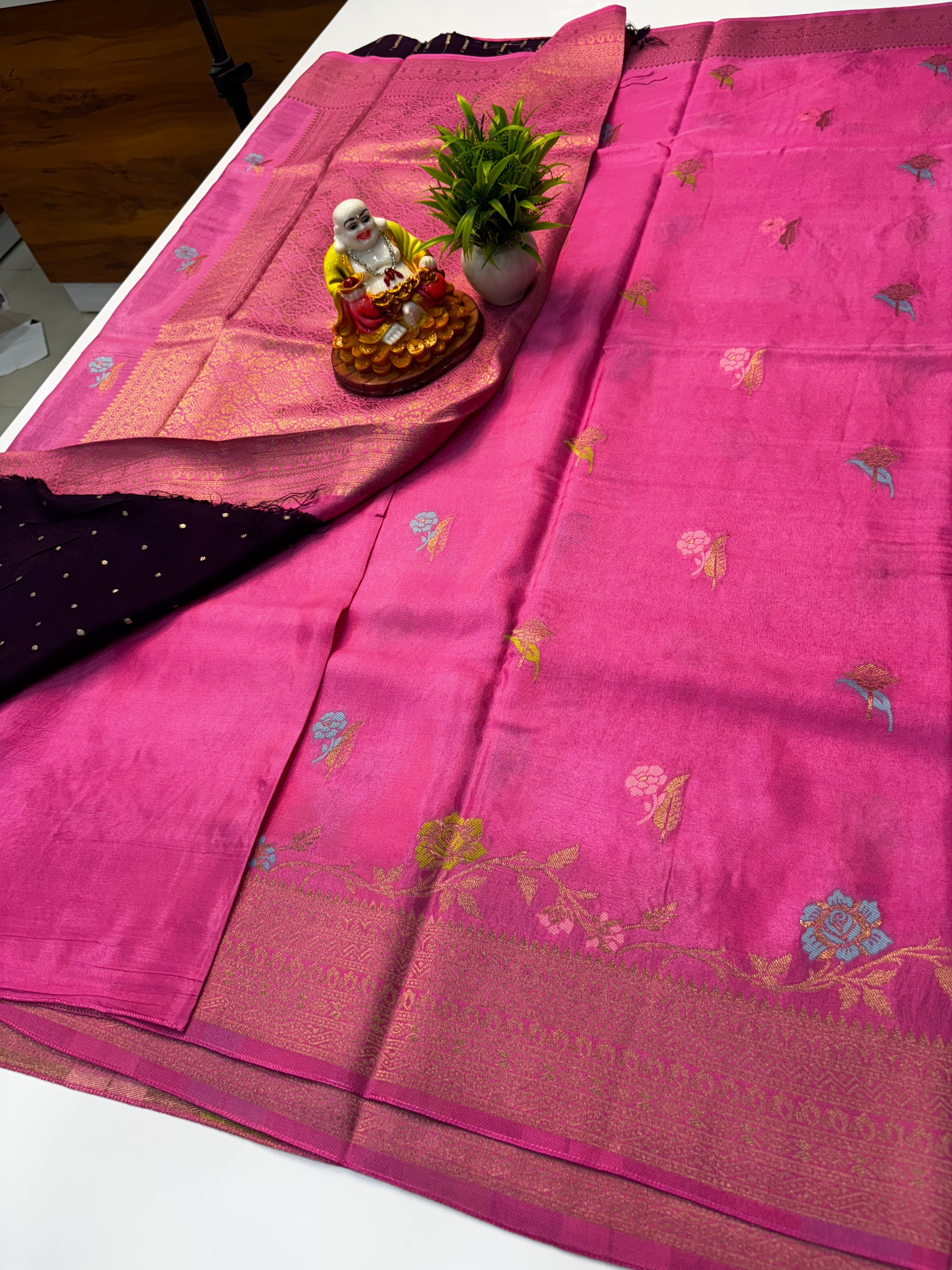 Premium Viscose Saree with Rich Pallu & Butta Blouse | Padmavathi Silks and Sarees