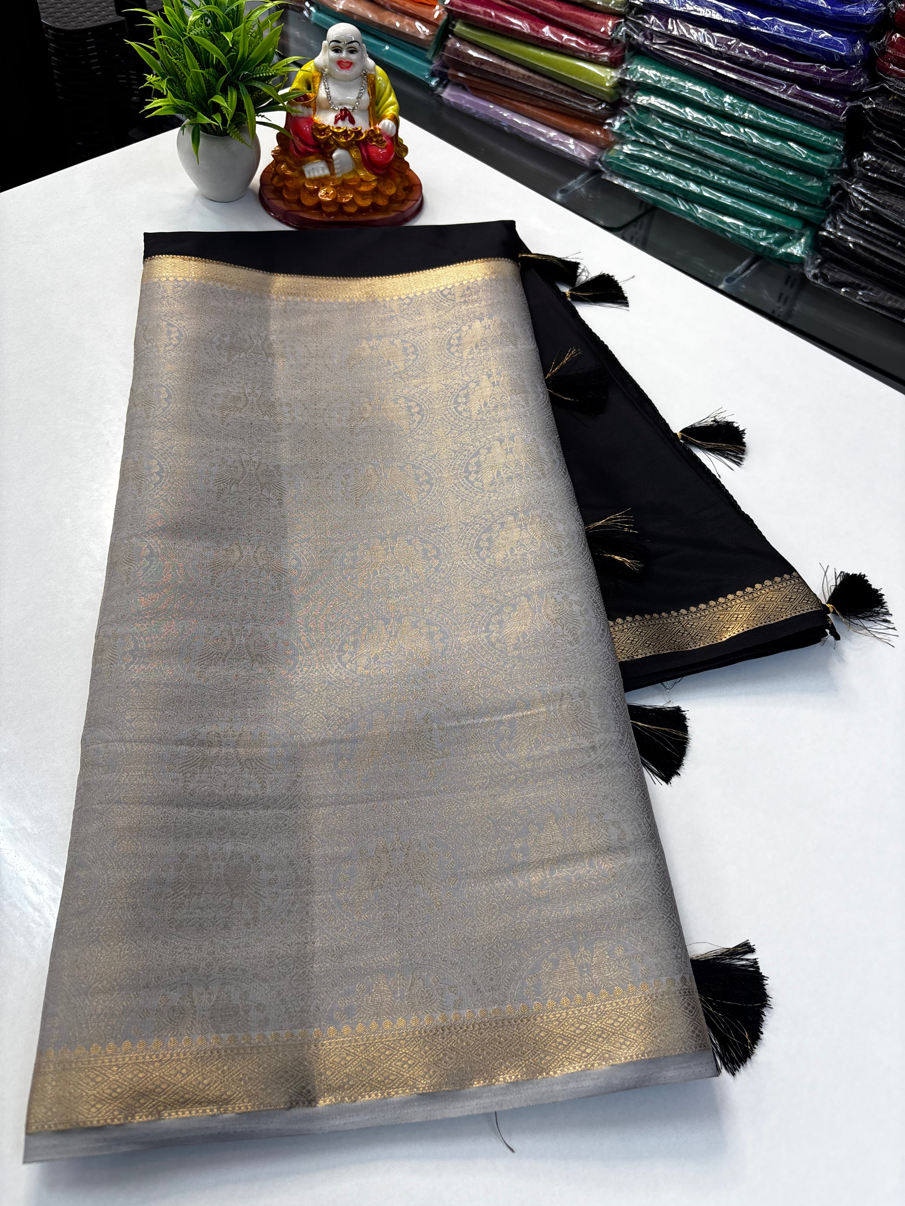 Premium Quality Mysore Crepe Silk Saree with Brocade Design & Rich Pallu