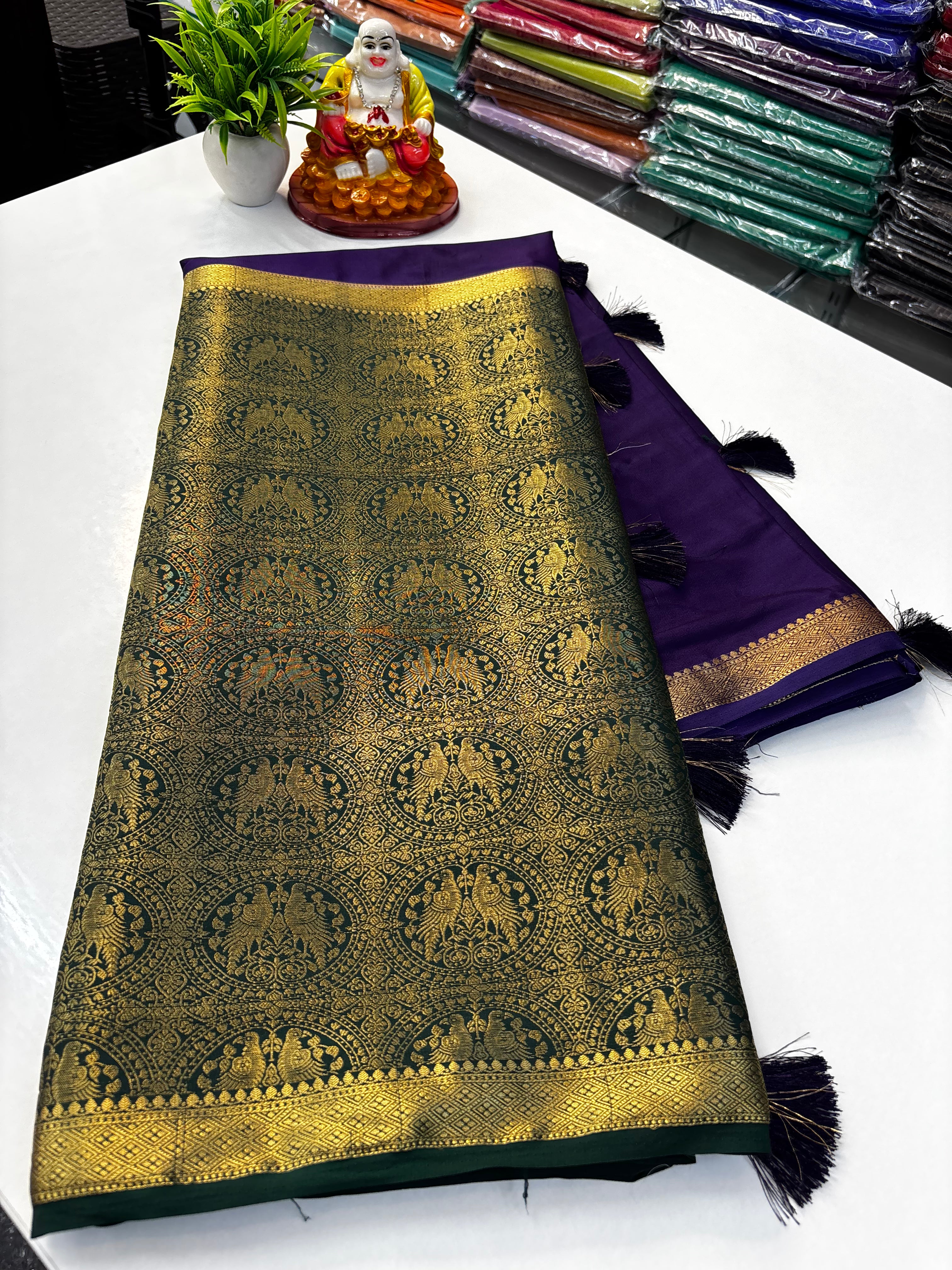 Premium Quality Mysore Crepe Silk Saree with Brocade Design & Rich Pallu