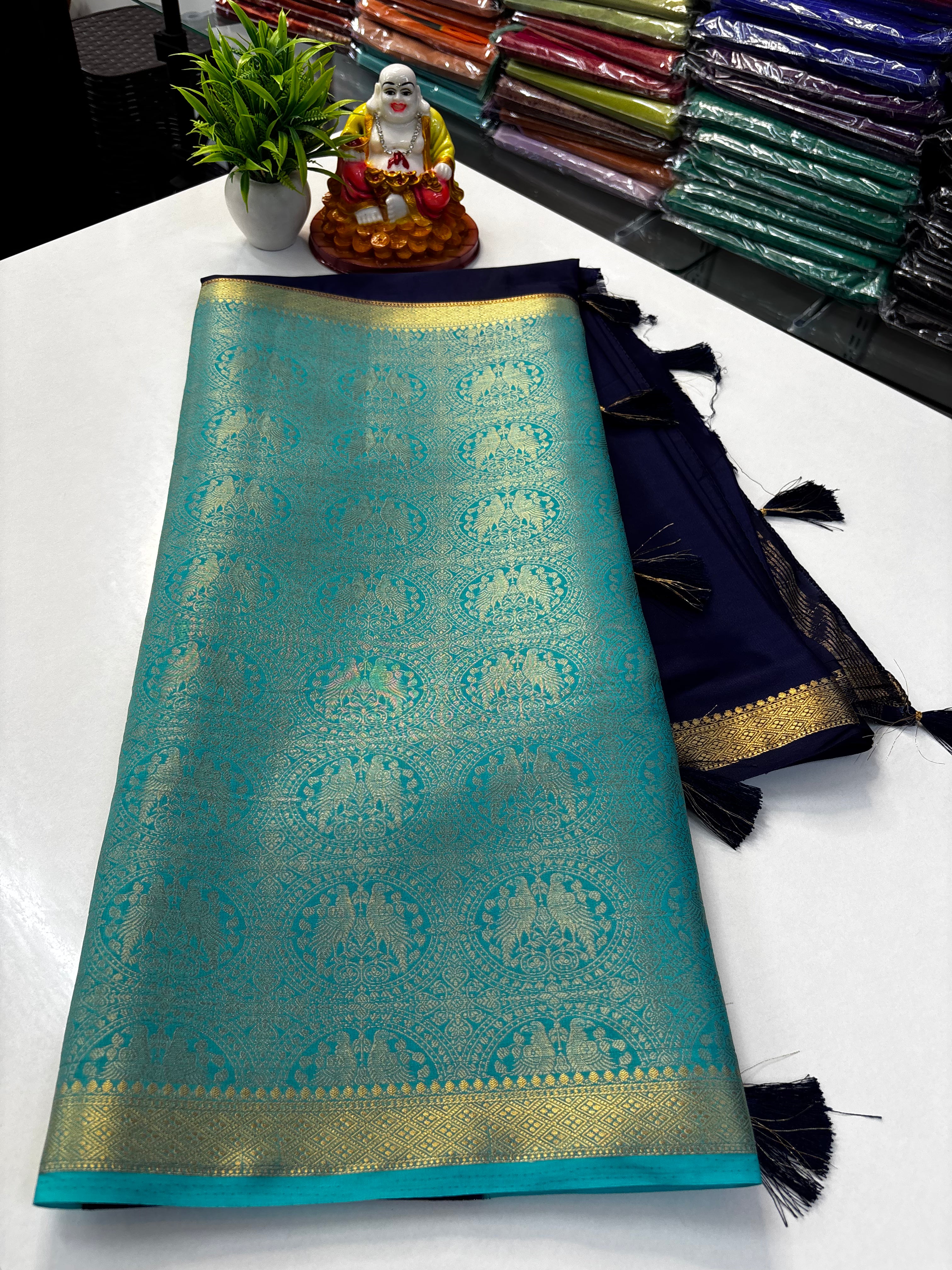 Premium Quality Mysore Crepe Silk Saree with Brocade Design & Rich Pallu