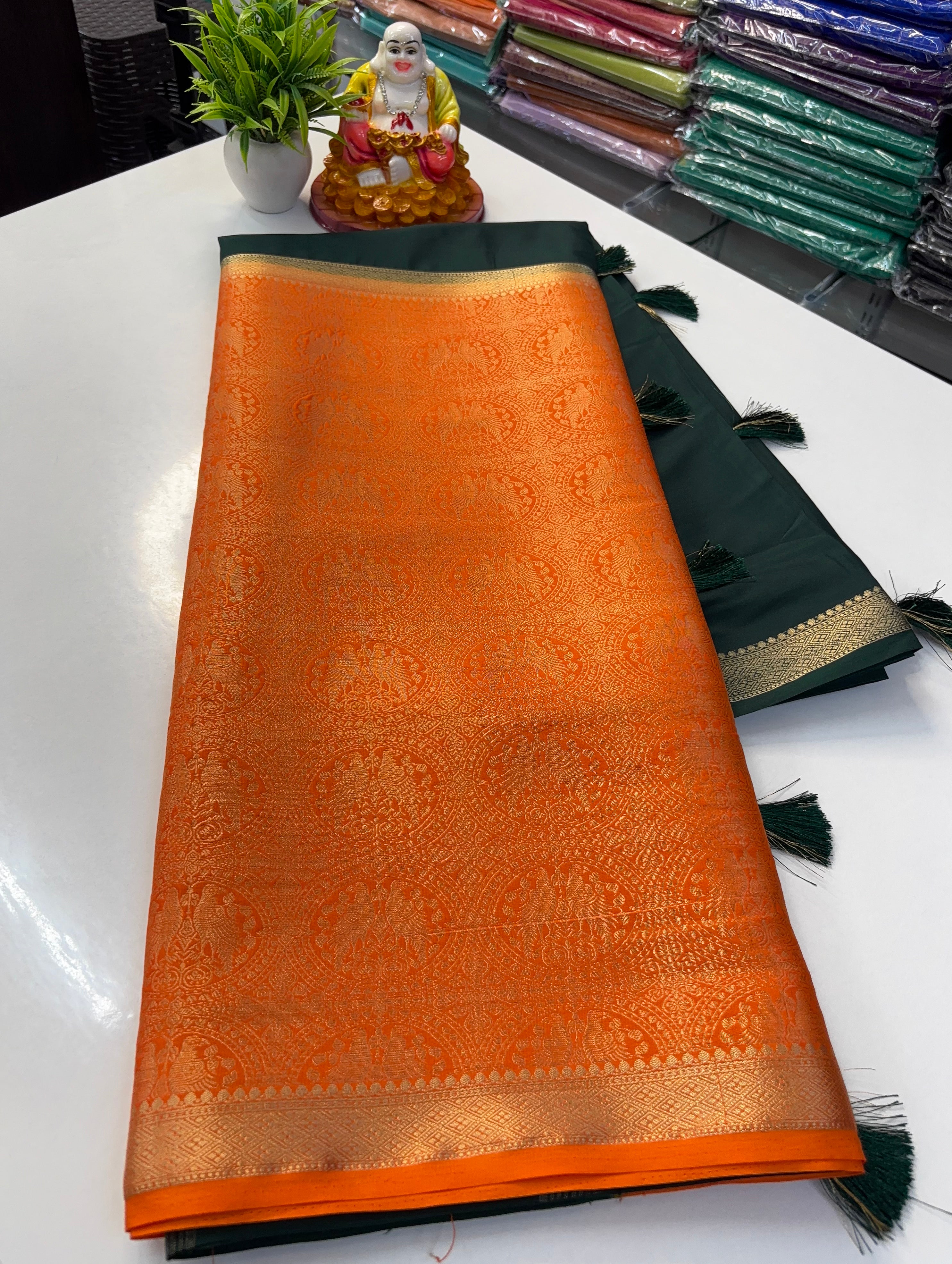 Premium Quality Mysore Crepe Silk Saree with Brocade Design & Rich Pallu