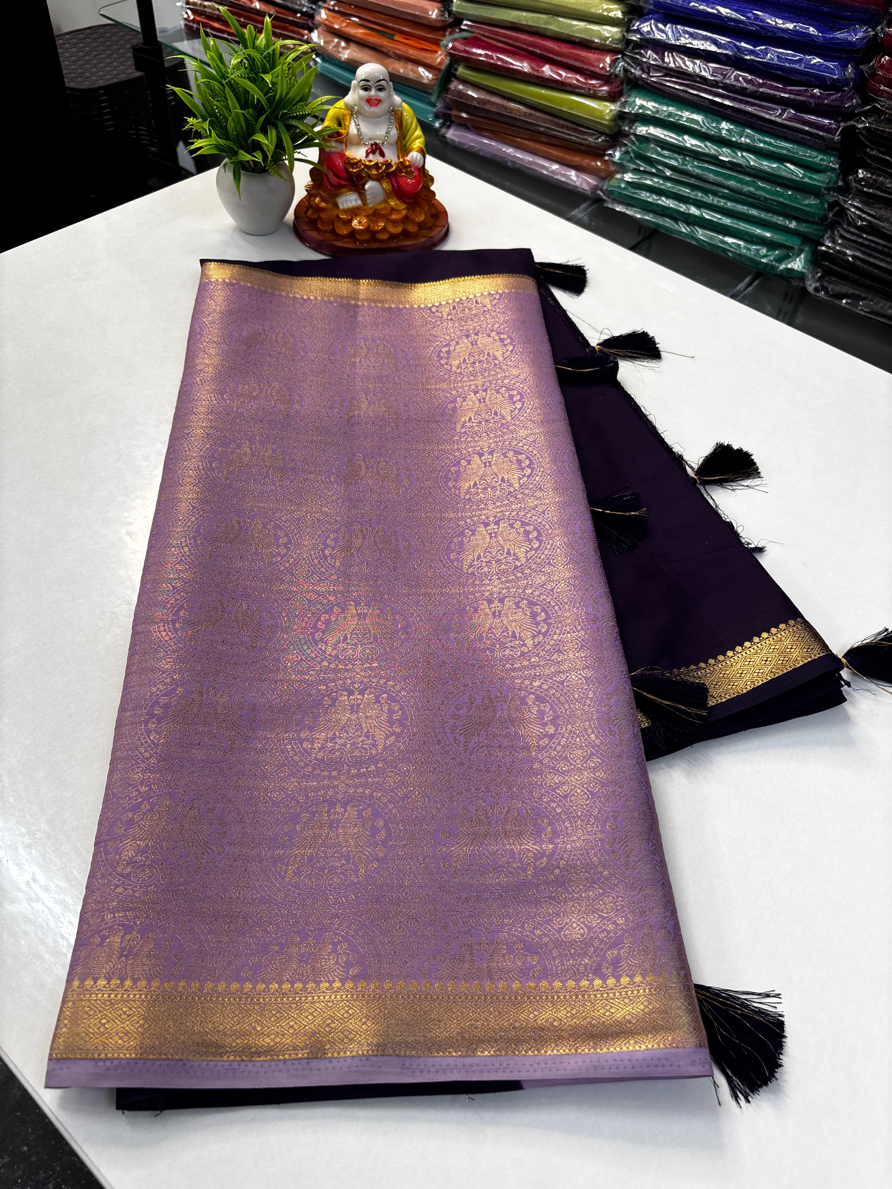 Premium Quality Mysore Crepe Silk Saree with Brocade Design & Rich Pallu