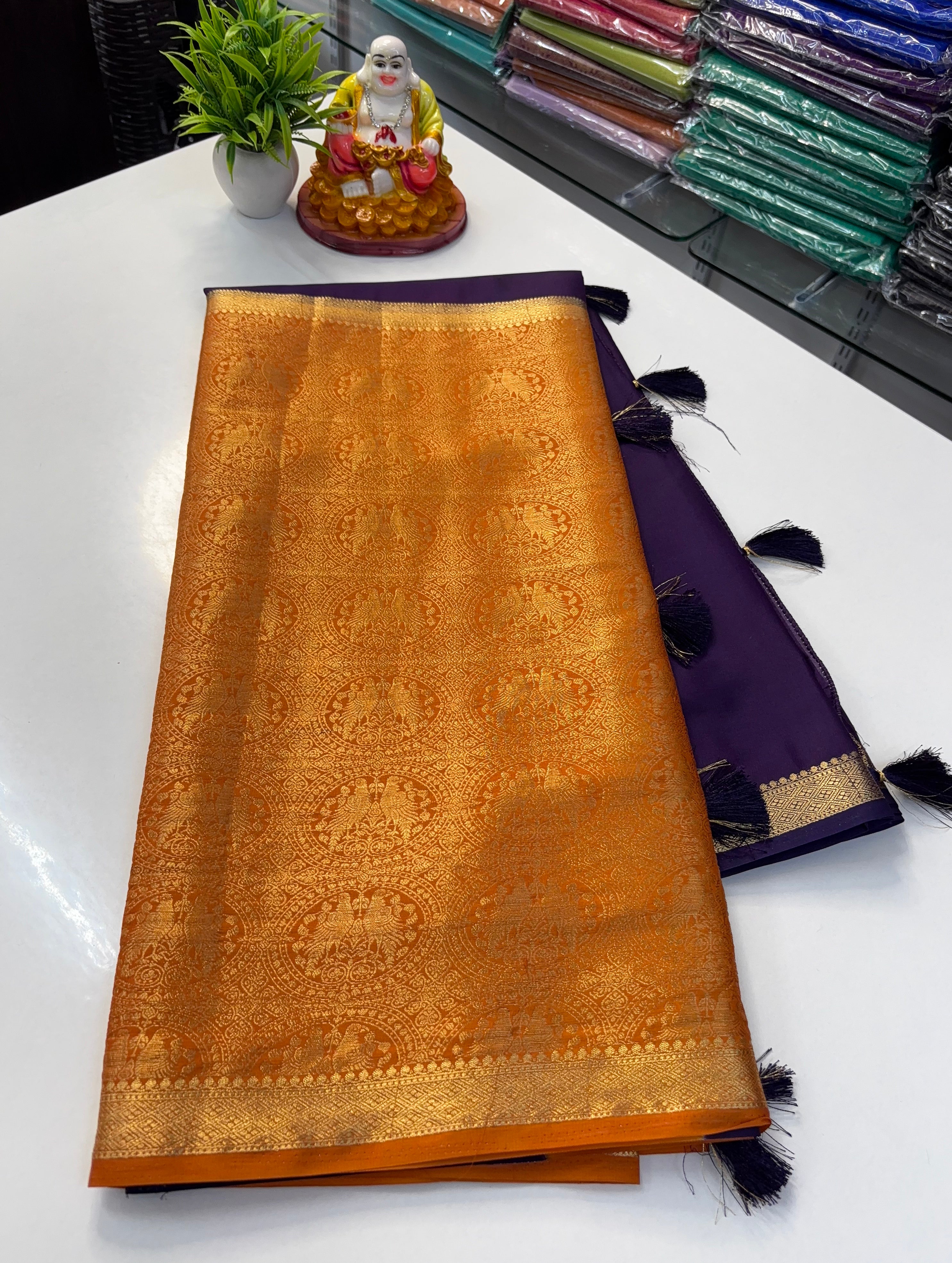 Premium Quality Mysore Crepe Silk Saree with Brocade Design & Rich Pallu