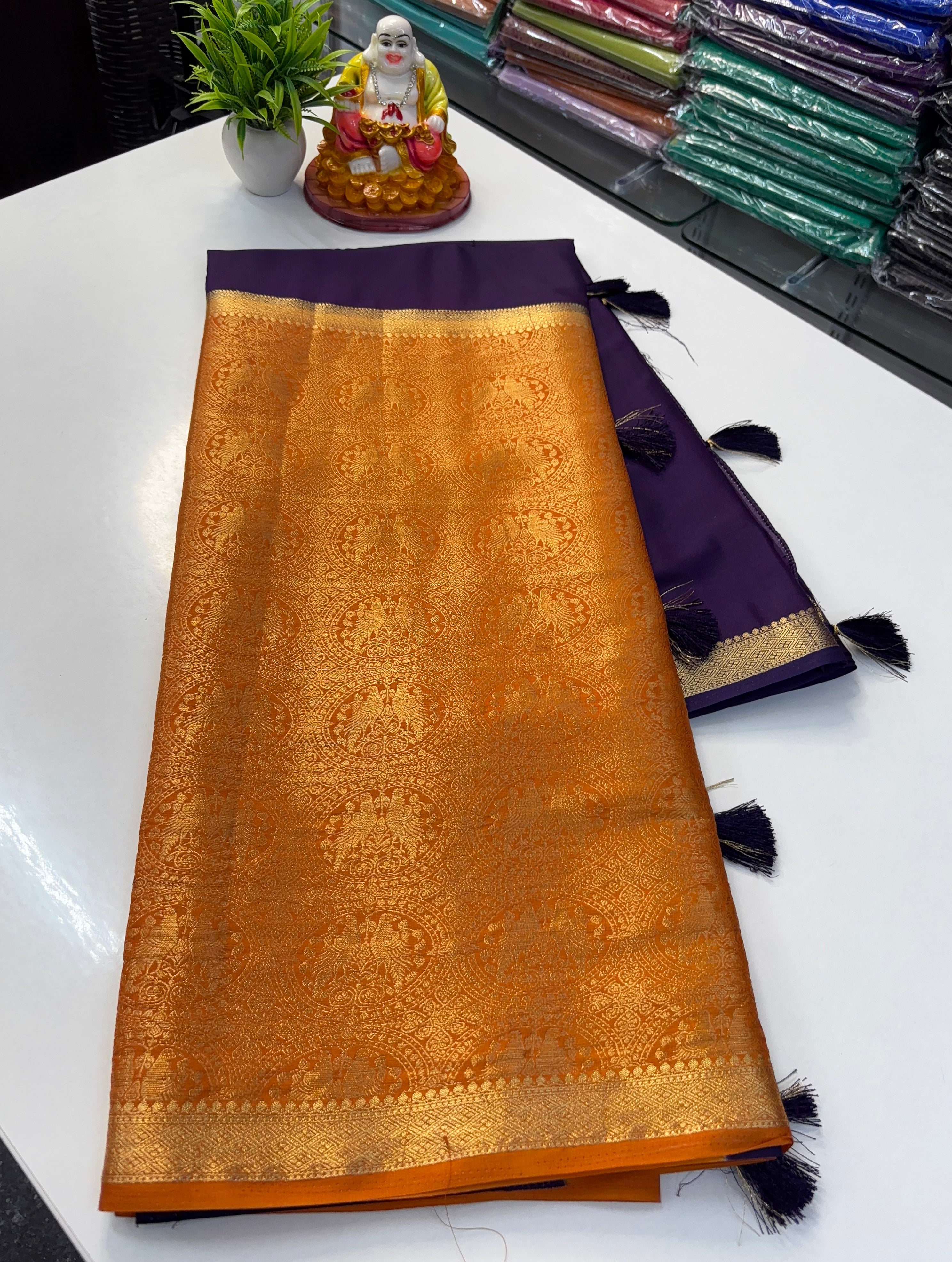 Premium Quality Mysore Crepe Silk Saree with Brocade Design & Rich Pallu