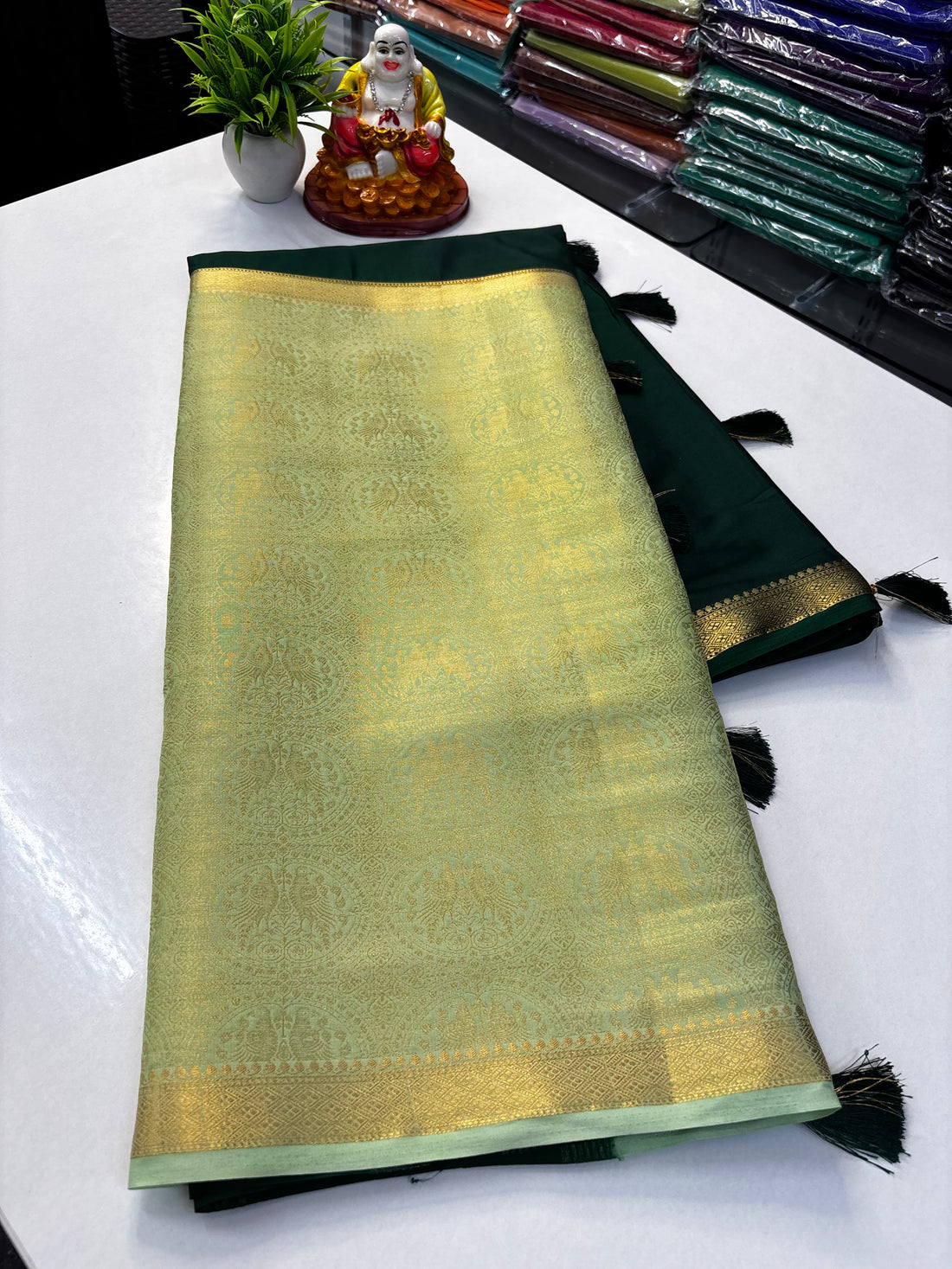Premium Quality Mysore Crepe Silk Saree with Brocade Design & Rich Pallu