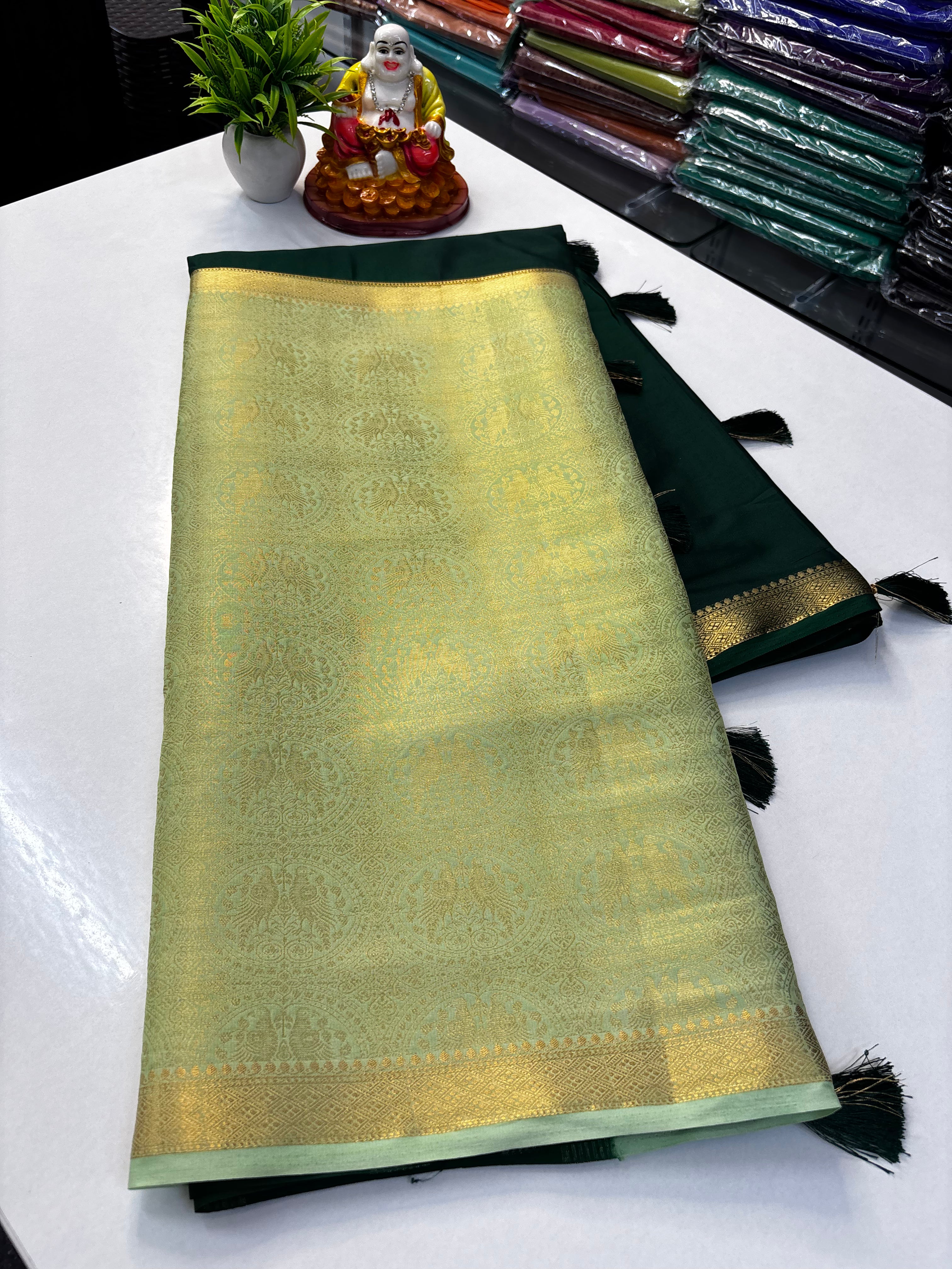 Premium Quality Mysore Crepe Silk Saree with Brocade Design & Rich Pallu