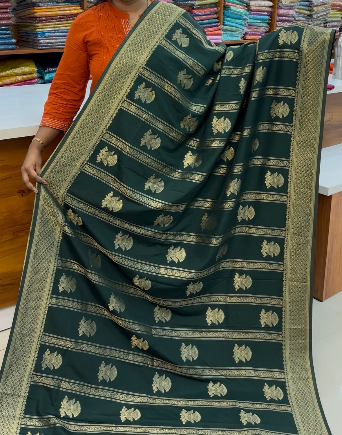 Premium Georgette Saree with Garuda Design & Rich Pallu | Padmavathi Silks and Sarees