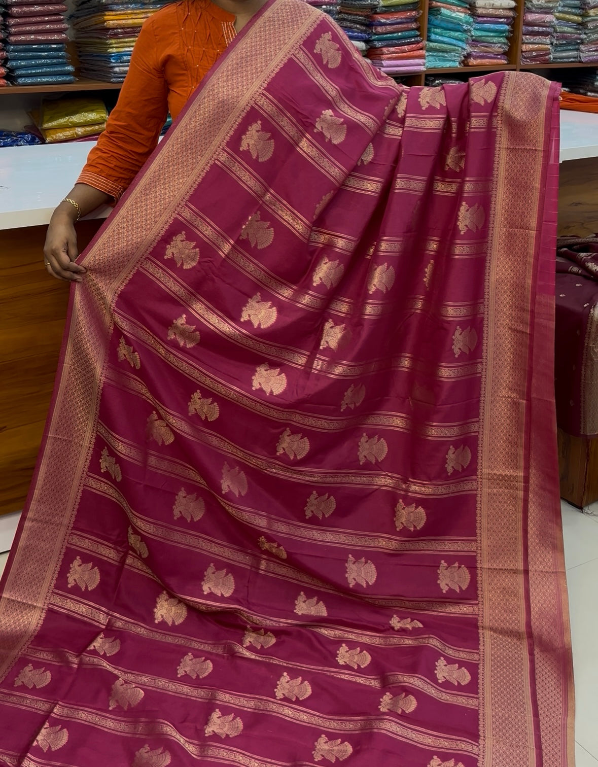 Premium Georgette Saree with Garuda Design & Rich Pallu | Padmavathi Silks and Sarees