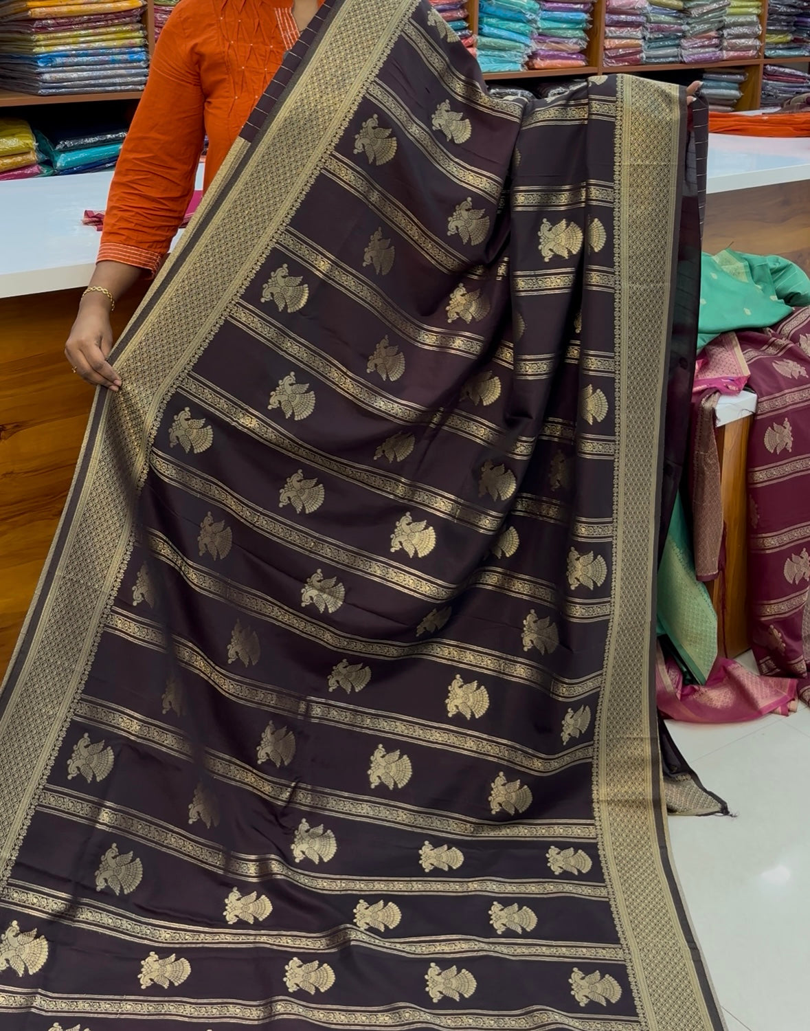 Premium Georgette Saree with Garuda Design & Rich Pallu | Padmavathi Silks and Sarees