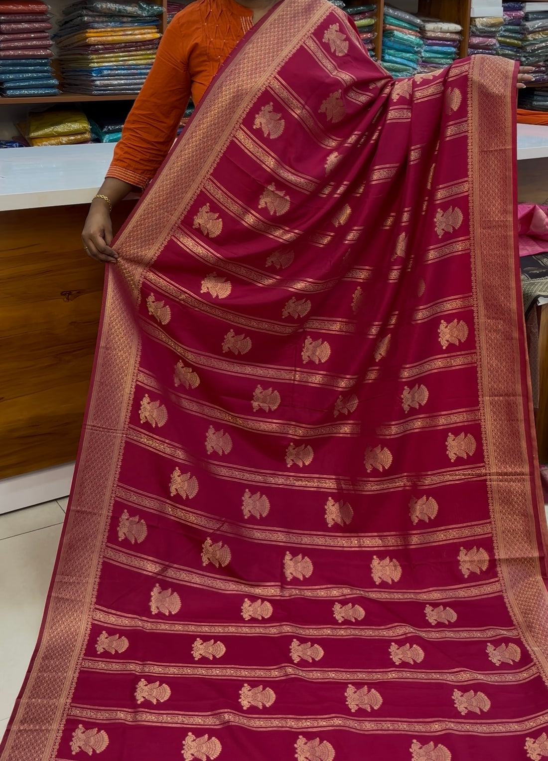 Premium Georgette Saree with Garuda Design & Rich Pallu | Padmavathi Silks and Sarees