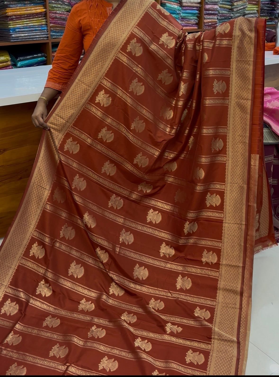 Premium Georgette Saree with Garuda Design & Rich Pallu | Padmavathi Silks and Sarees