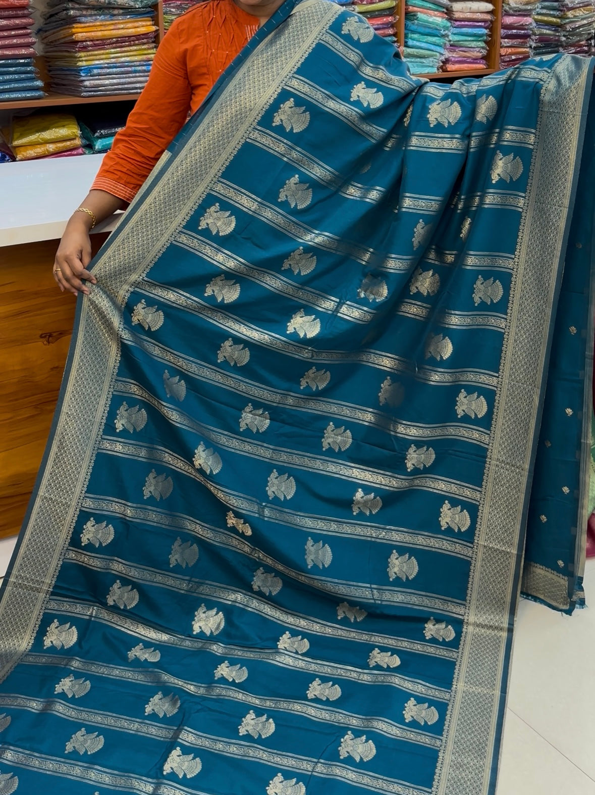 Premium Georgette Saree with Garuda Design & Rich Pallu | Padmavathi Silks and Sarees