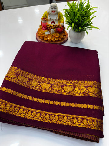 Mysore Crepe Silk Saree with Elegant Lotus Border