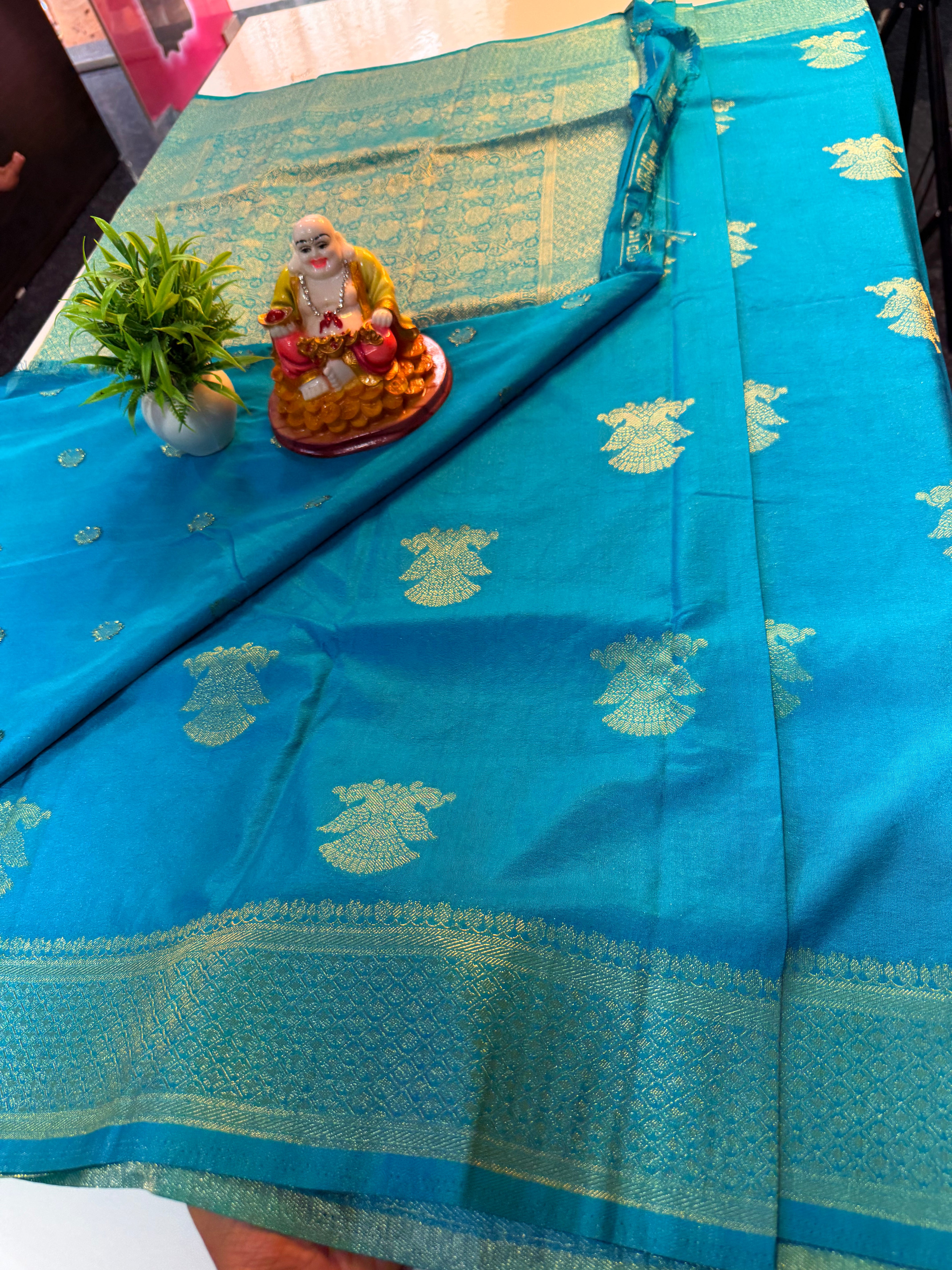 Beautiful Georgette Saree with Ganda Berunda Design | Rich Pallu & Butta Blouse..