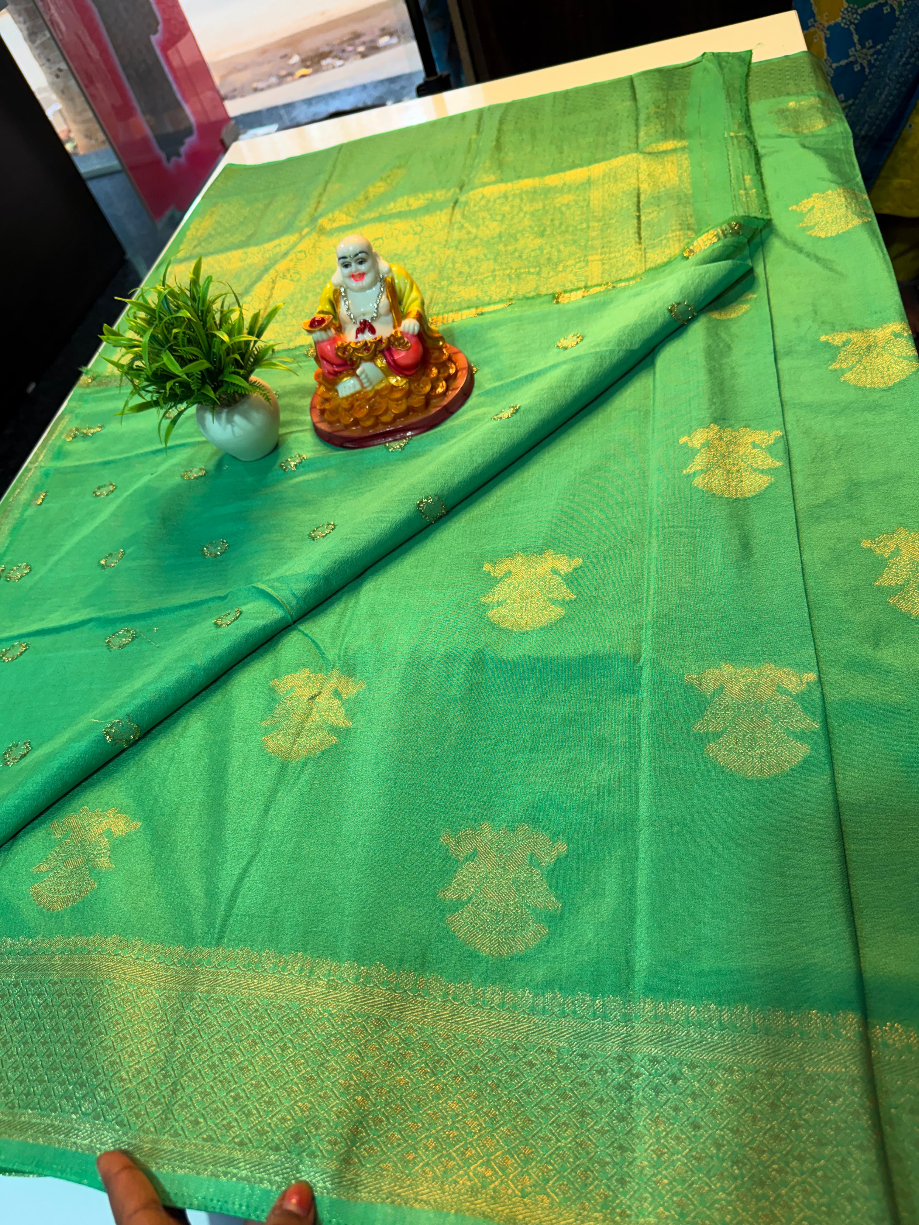 Beautiful Georgette Saree with Ganda Berunda Design | Rich Pallu & Butta Blouse..