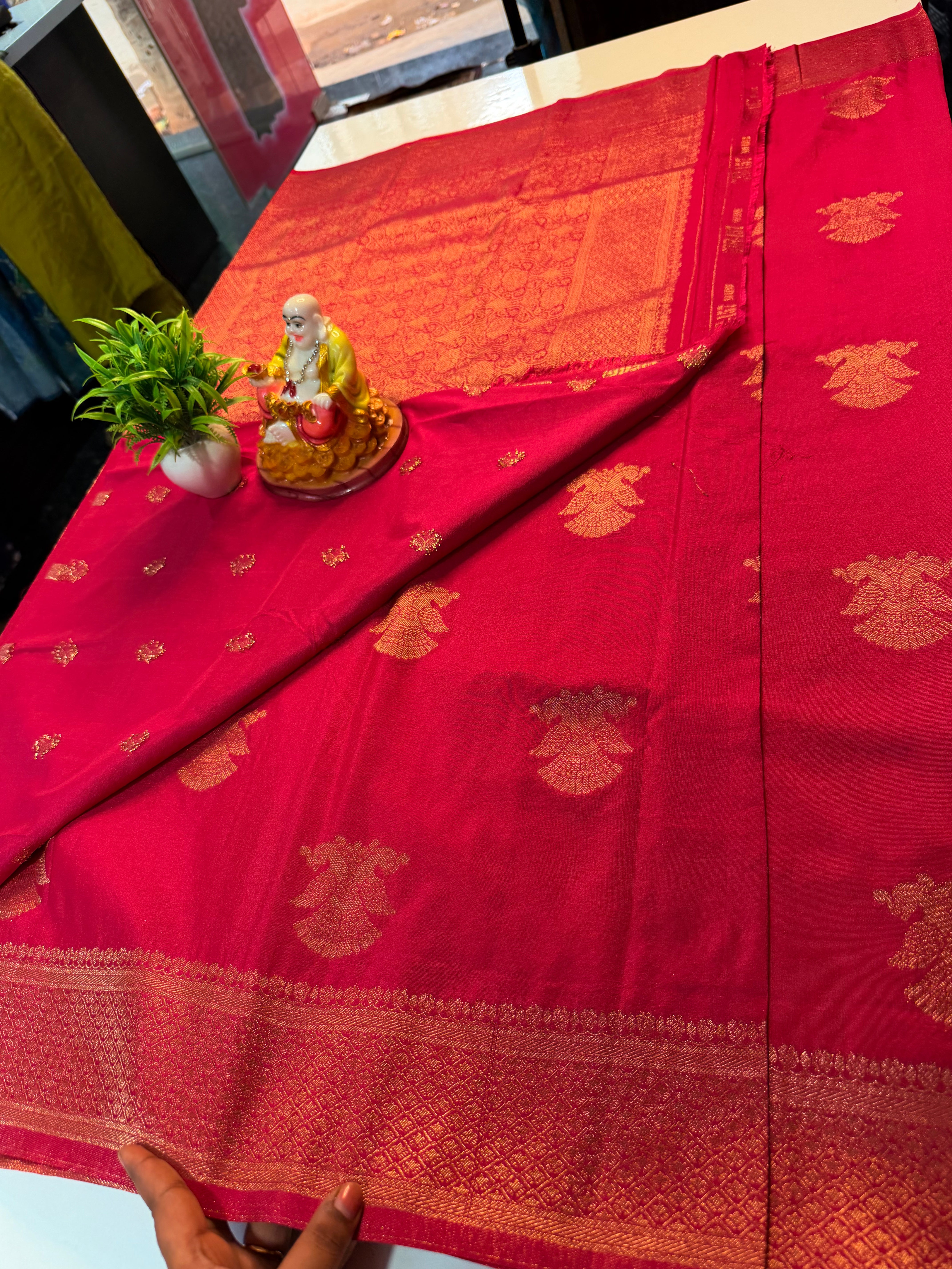 Beautiful Georgette Saree with Ganda Berunda Design | Rich Pallu & Butta Blouse..