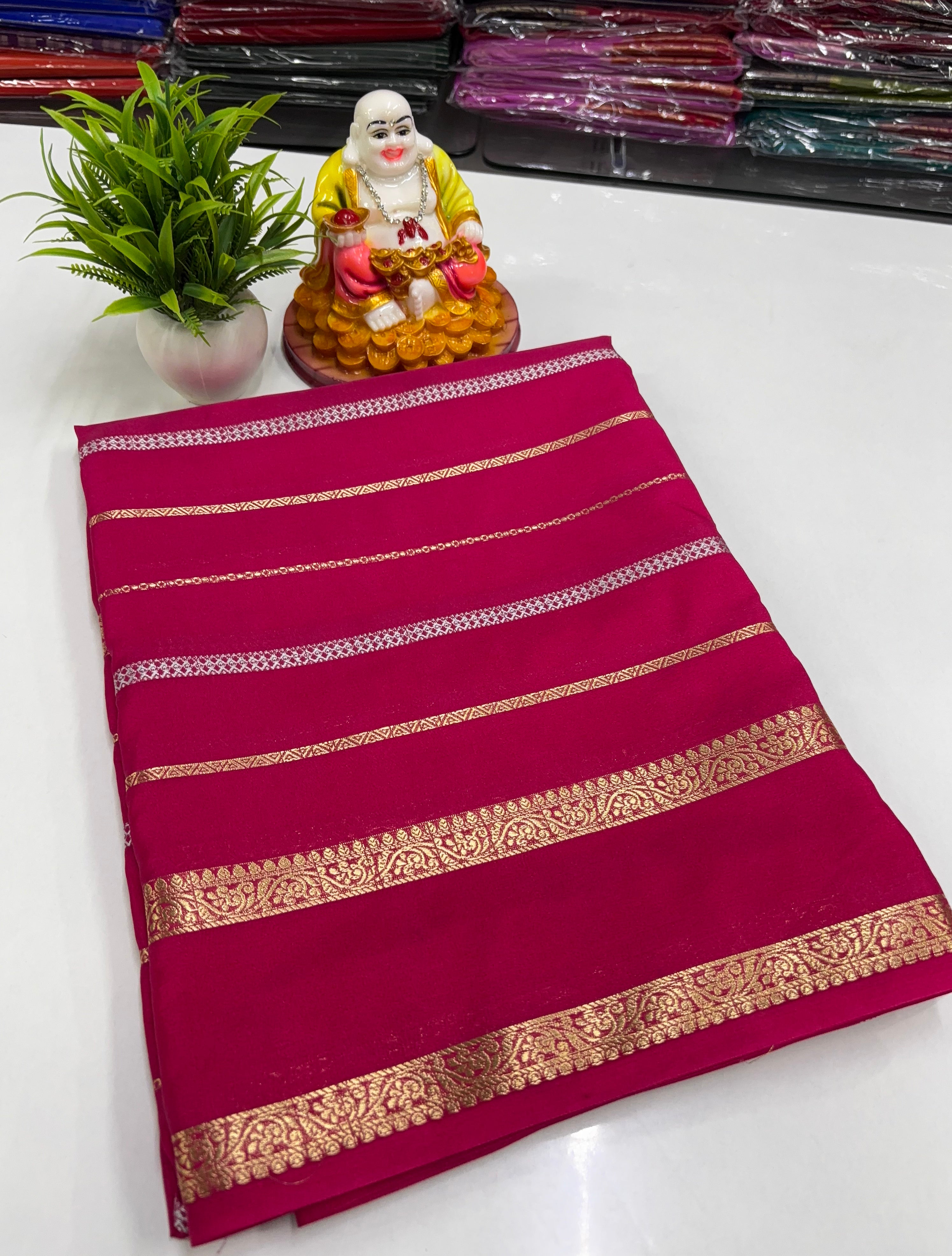 Mysore Crepe Silk Saree with Stripes