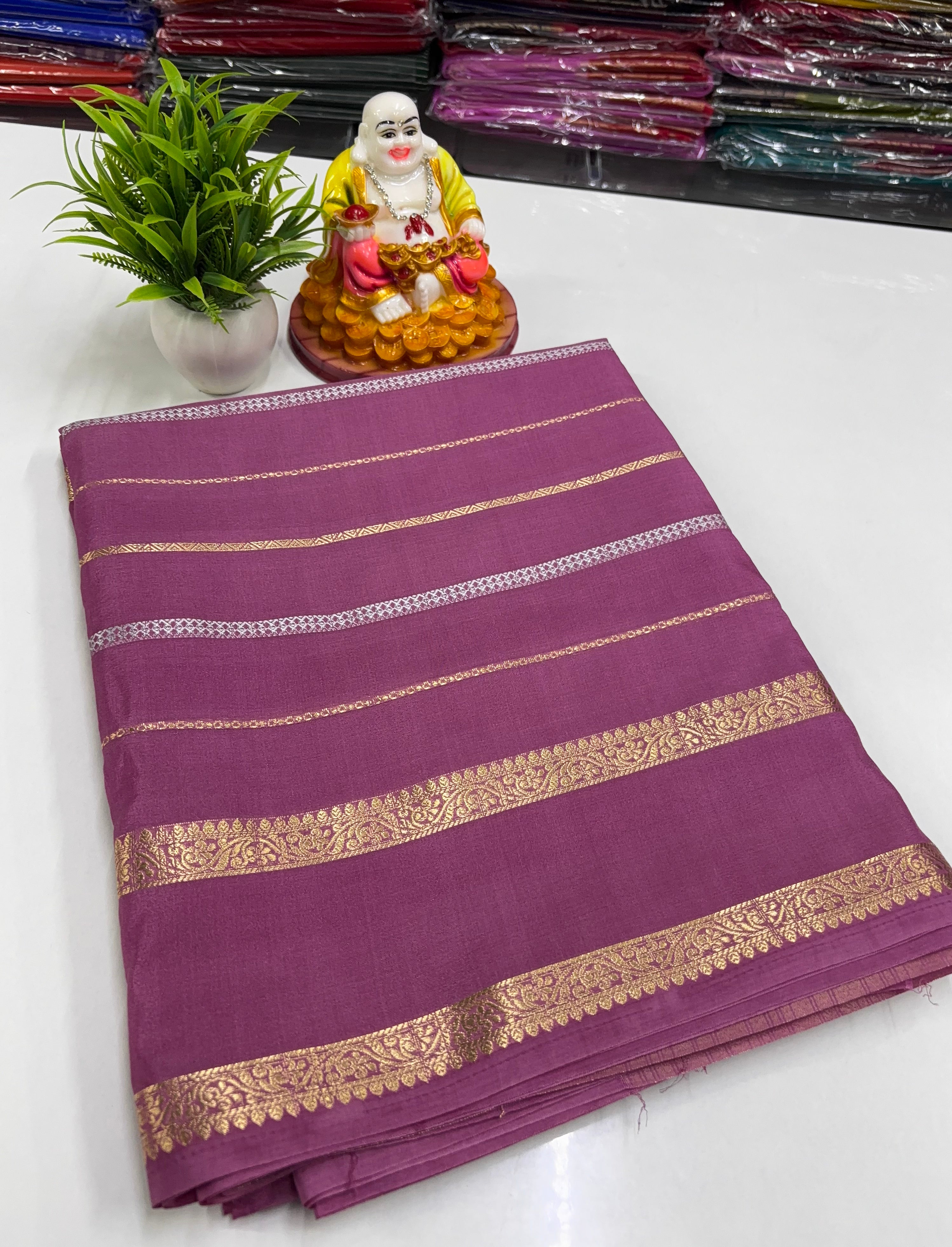 Mysore Crepe Silk Saree with Stripes