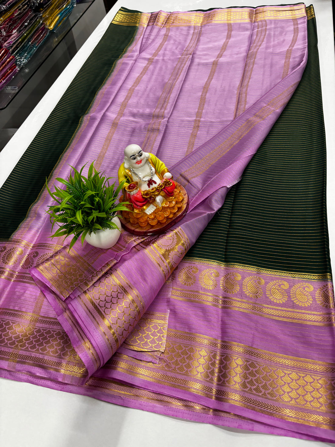 Mysore Crepe Silk Saree with Beautiful Mango Bentex Border