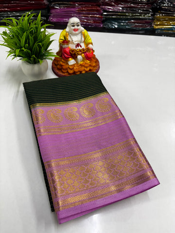 Mysore Crepe Silk Saree with Beautiful Mango Bentex Border