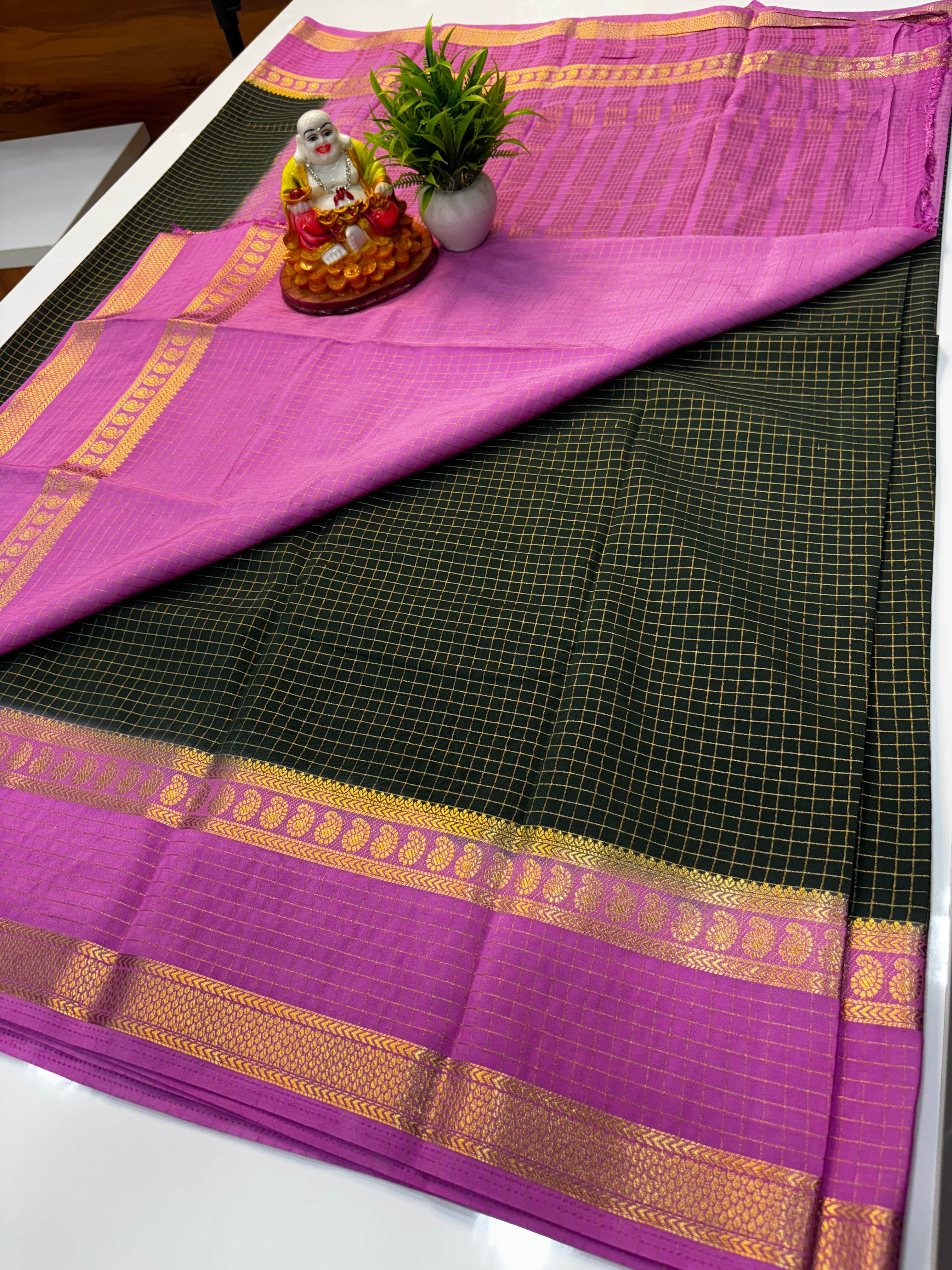 Premium Mysore Crepe Silk Saree with Mango Bentex Border | Padmavathi Silks & Sarees