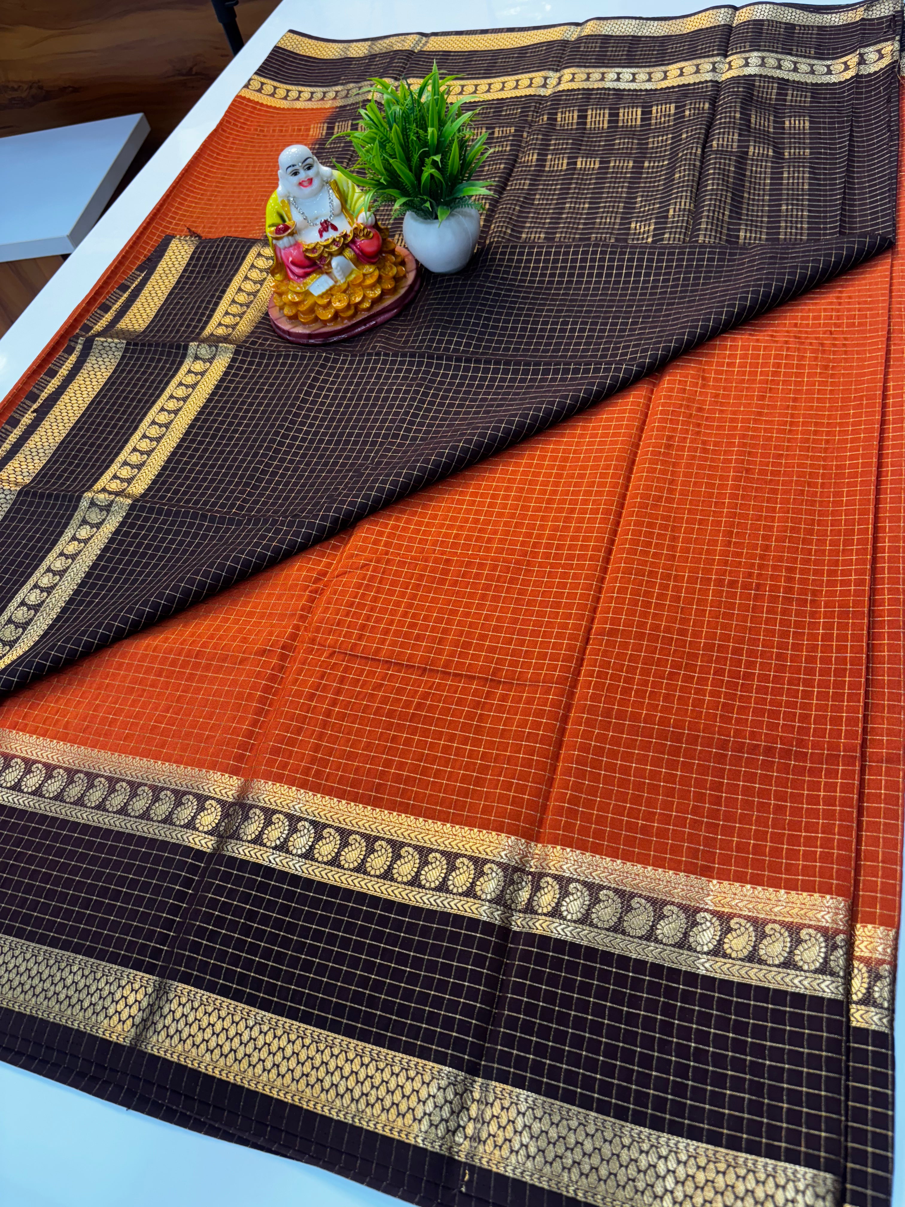 Premium Mysore Crepe Silk Saree with Mango Bentex Border | Padmavathi Silks & Sarees