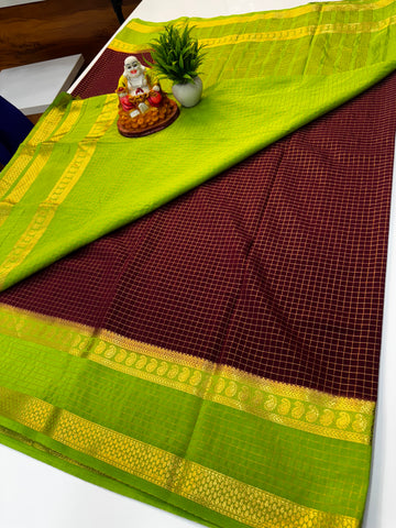 Premium Mysore Crepe Silk Saree with Mango Bentex Border | Padmavathi Silks & Sarees