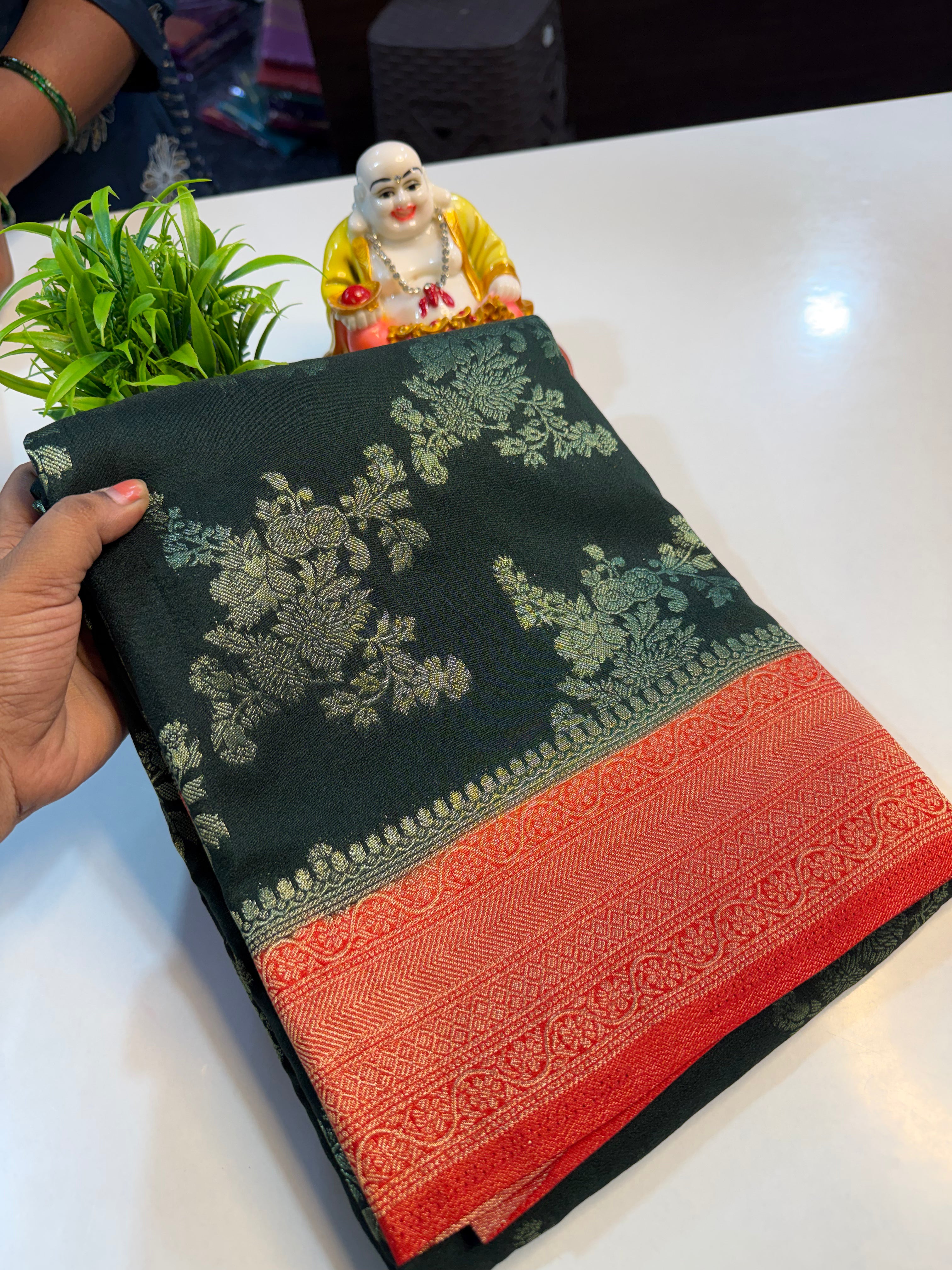 Premium Georgette Saree with Jaal Pattern | Rich Pallu & Butta Blouse…